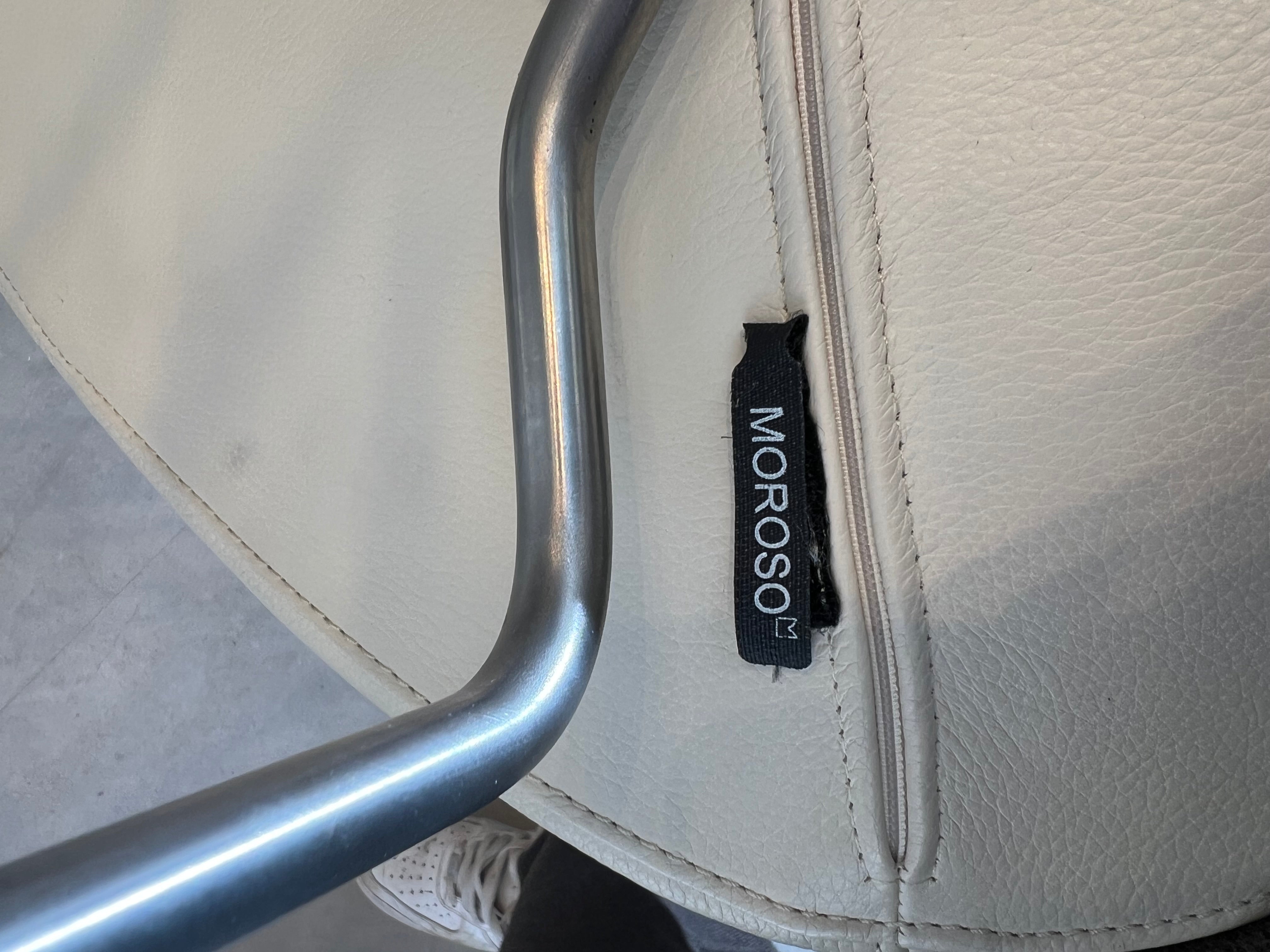 Moroso Design Bar Stool in Cream Leather