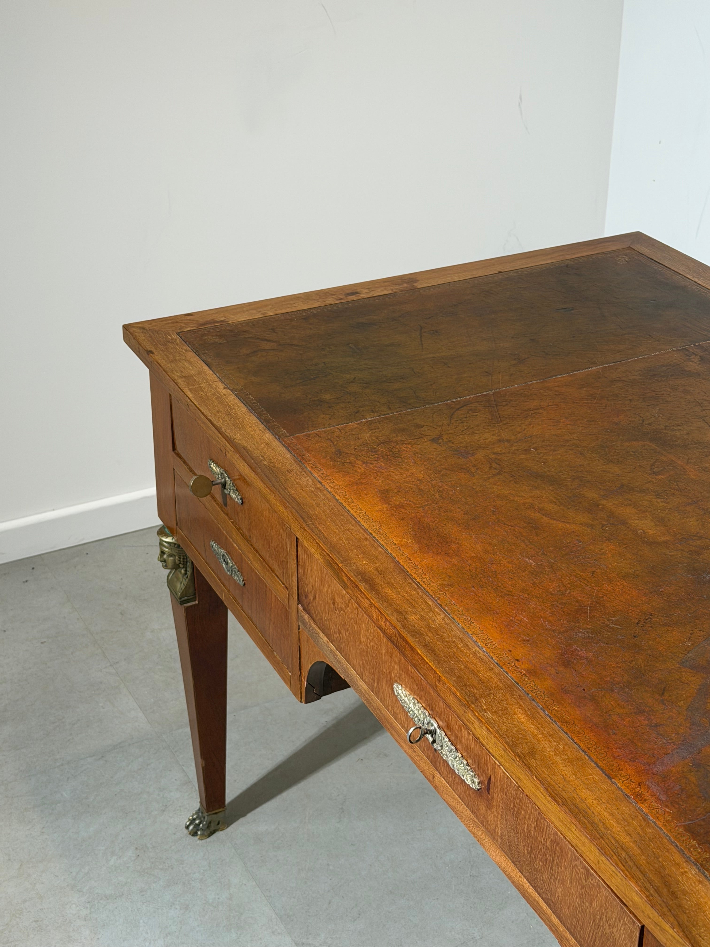French Empire Style Executive Desk with Leather Top
