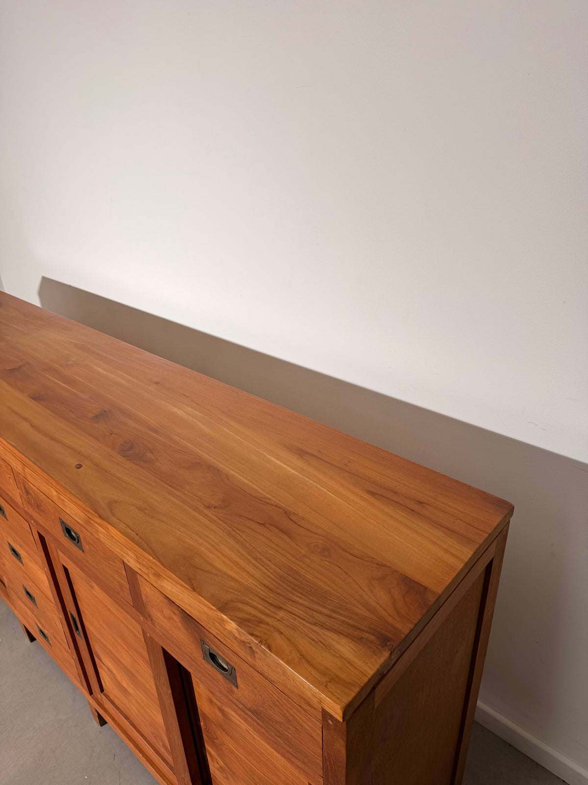 Large Teak Sideboard with Sliding Doors & Drawers