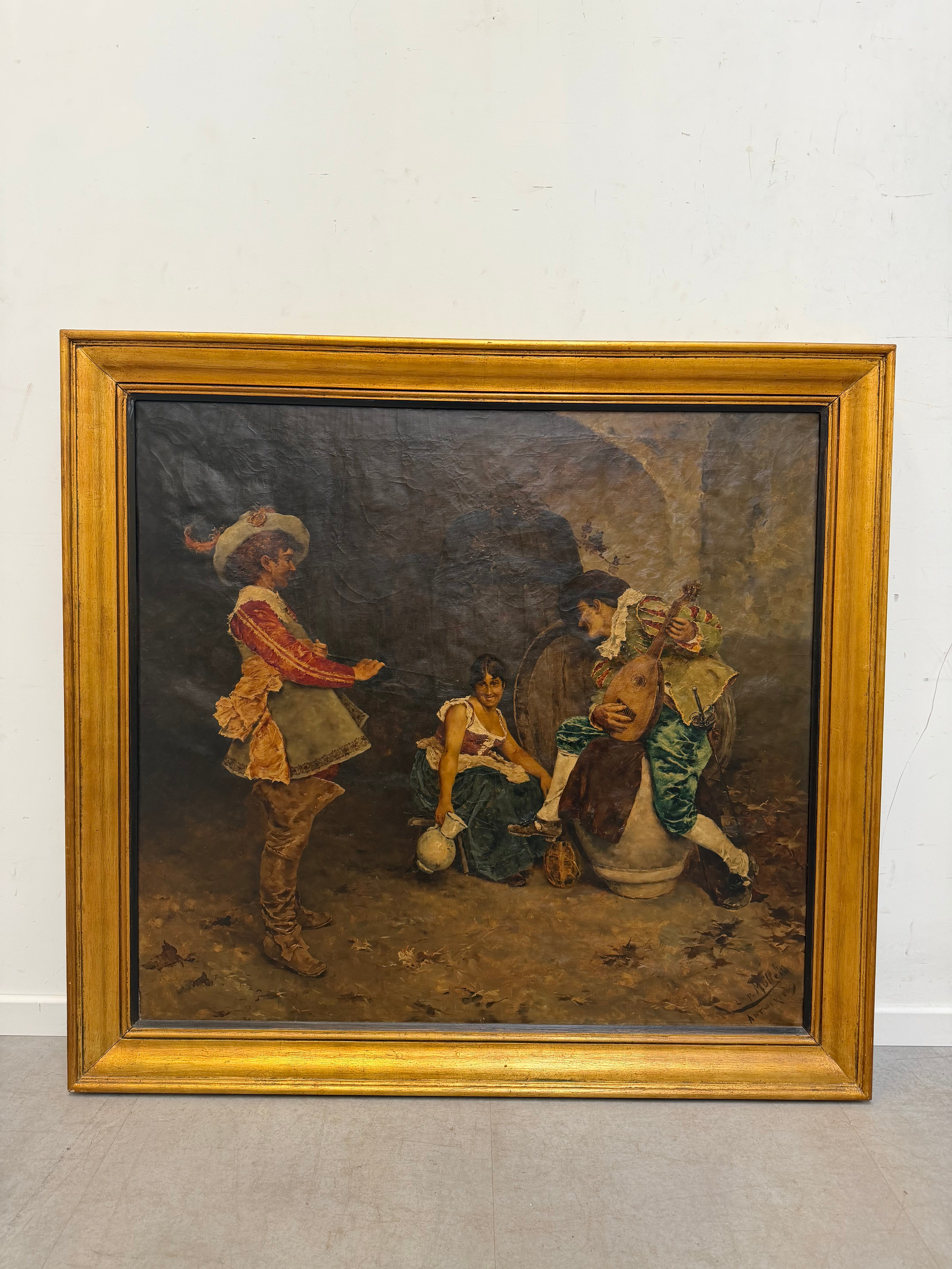 Antiek olieverfschilderij op doek van Leopold Müller