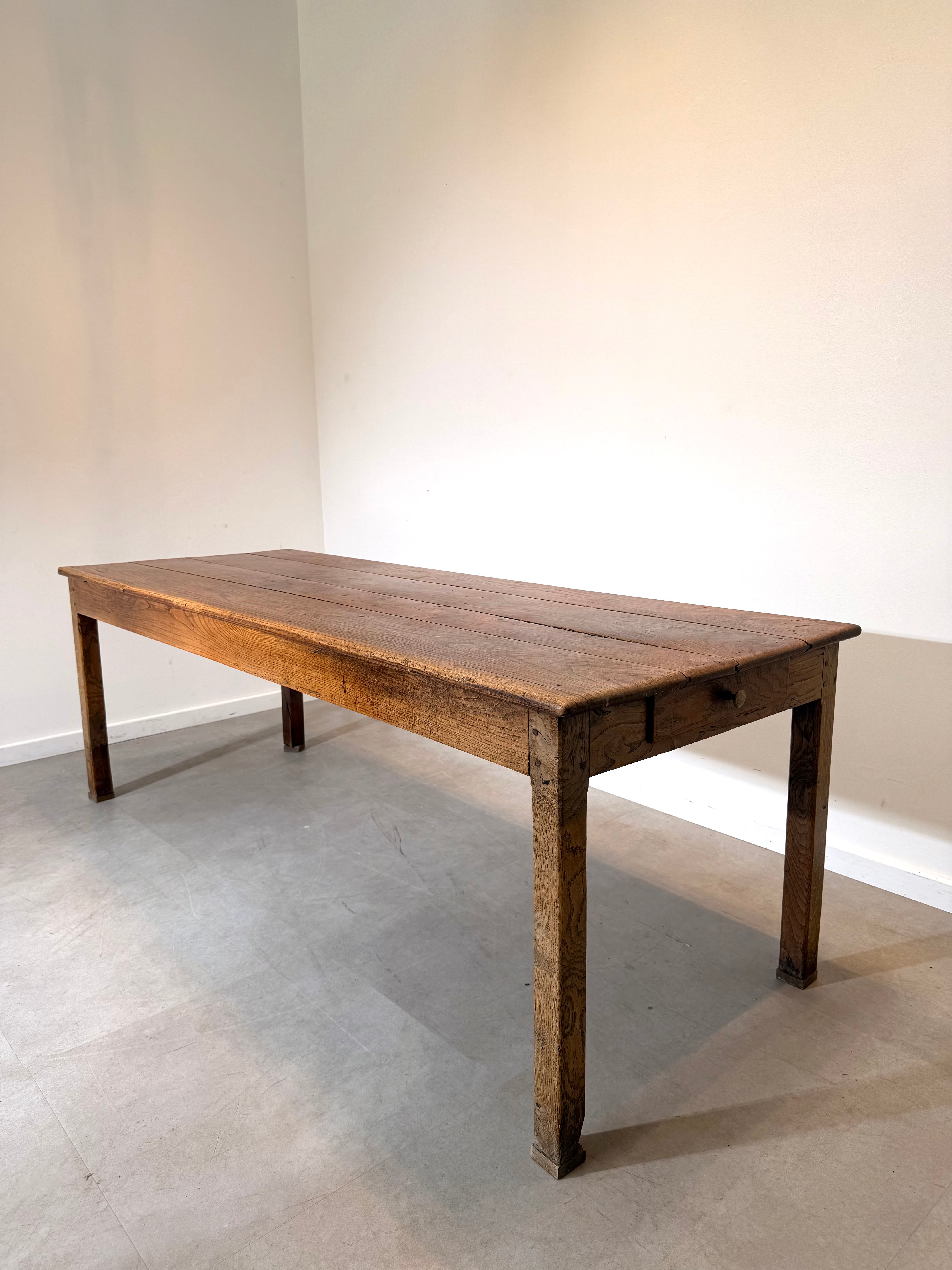 Antique Solid Oak Farmhouse Dining Table