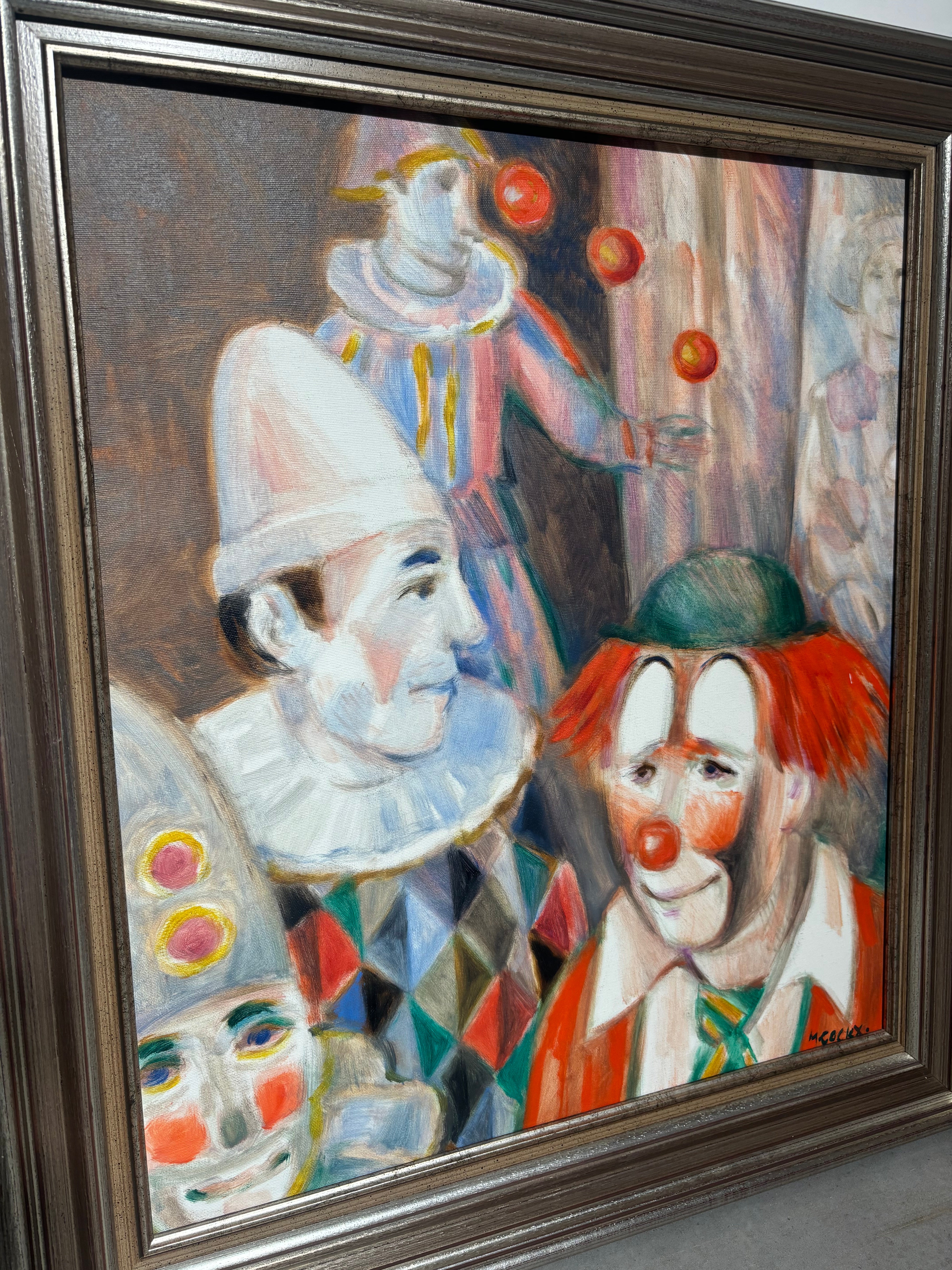 Oil on canvas Marcel Cockx - 4 clowns