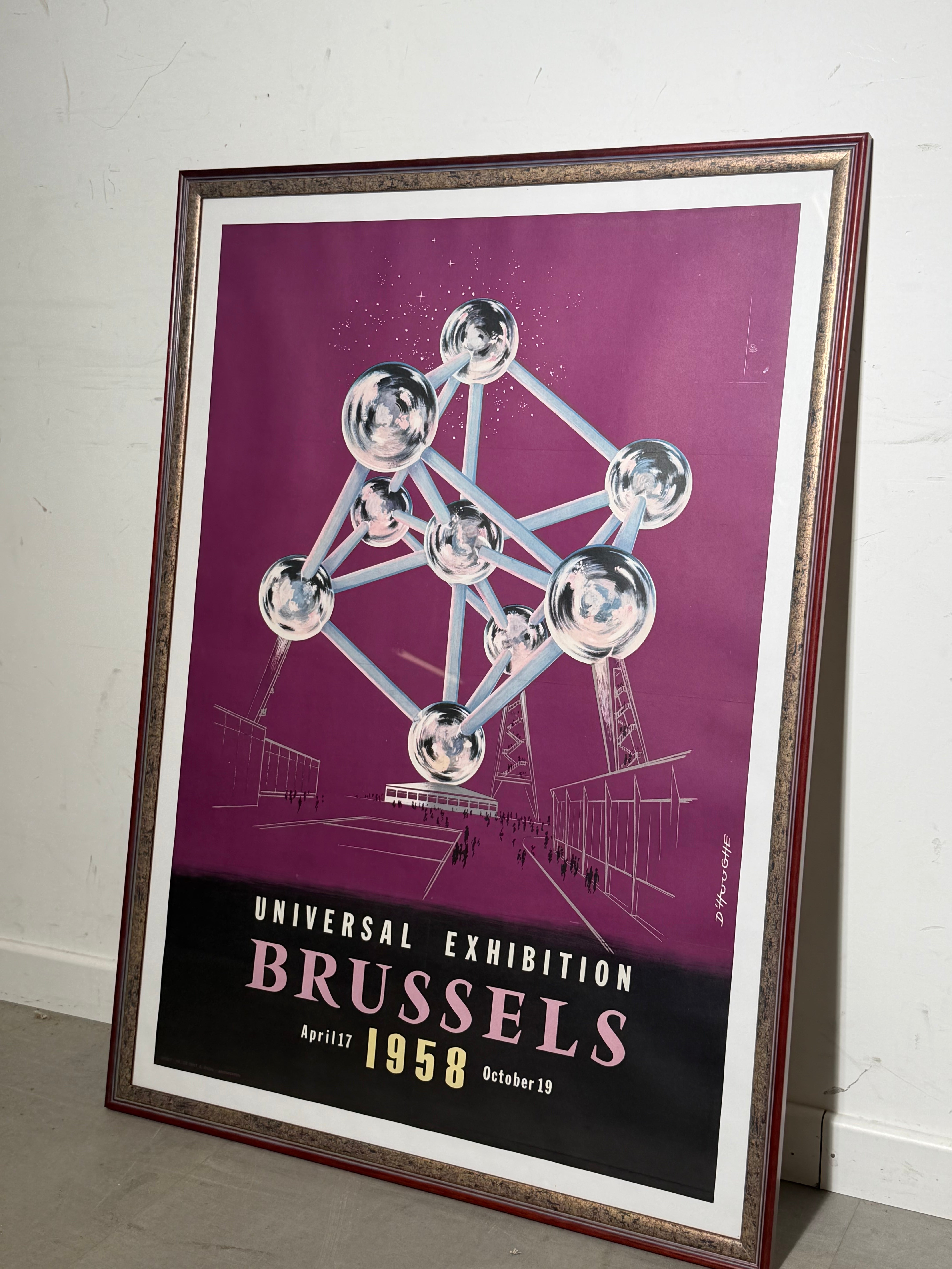 Universal Exhibition Brussels 1958 Atomium Poster – Framed – 73 x 100 cm