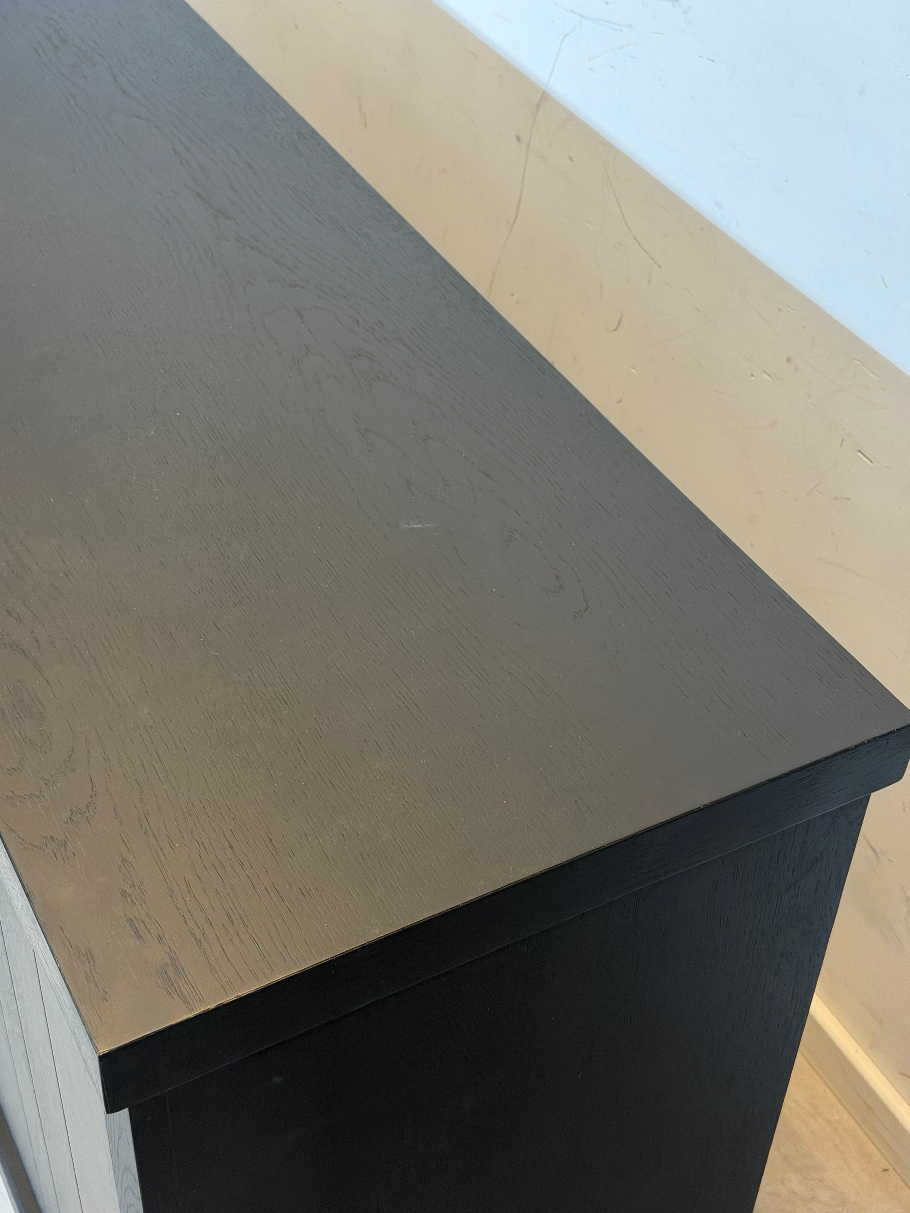 Black Wooden Sideboard XL – 238 cm | Modern Minimal Cabinet with Panel Doors