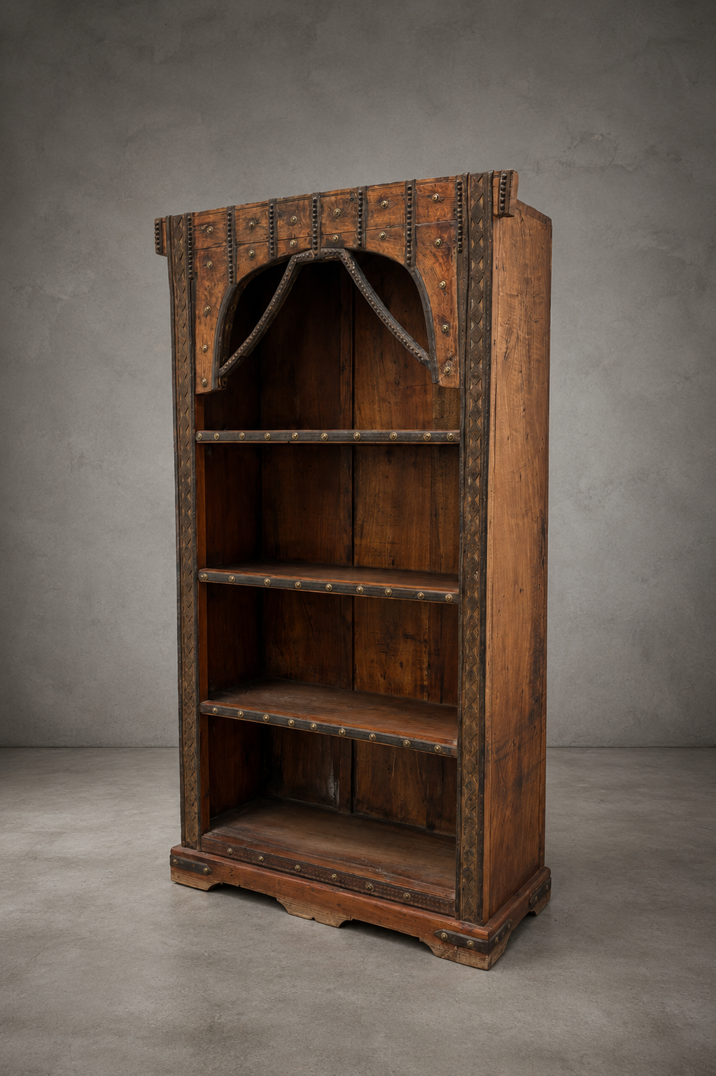 Antique Indian Carved Wooden Bookcase