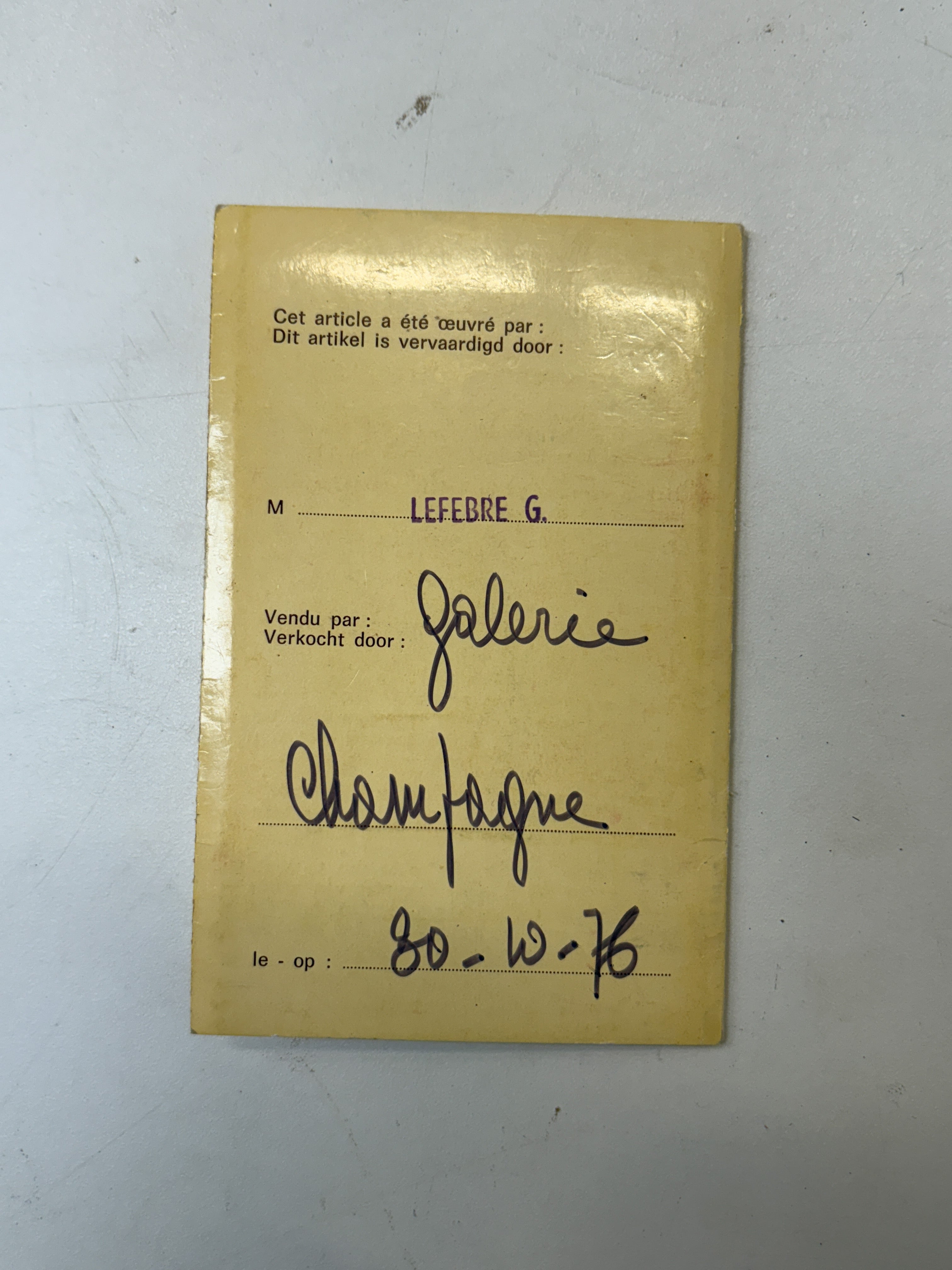 Champagne millésimé Delvaux '76