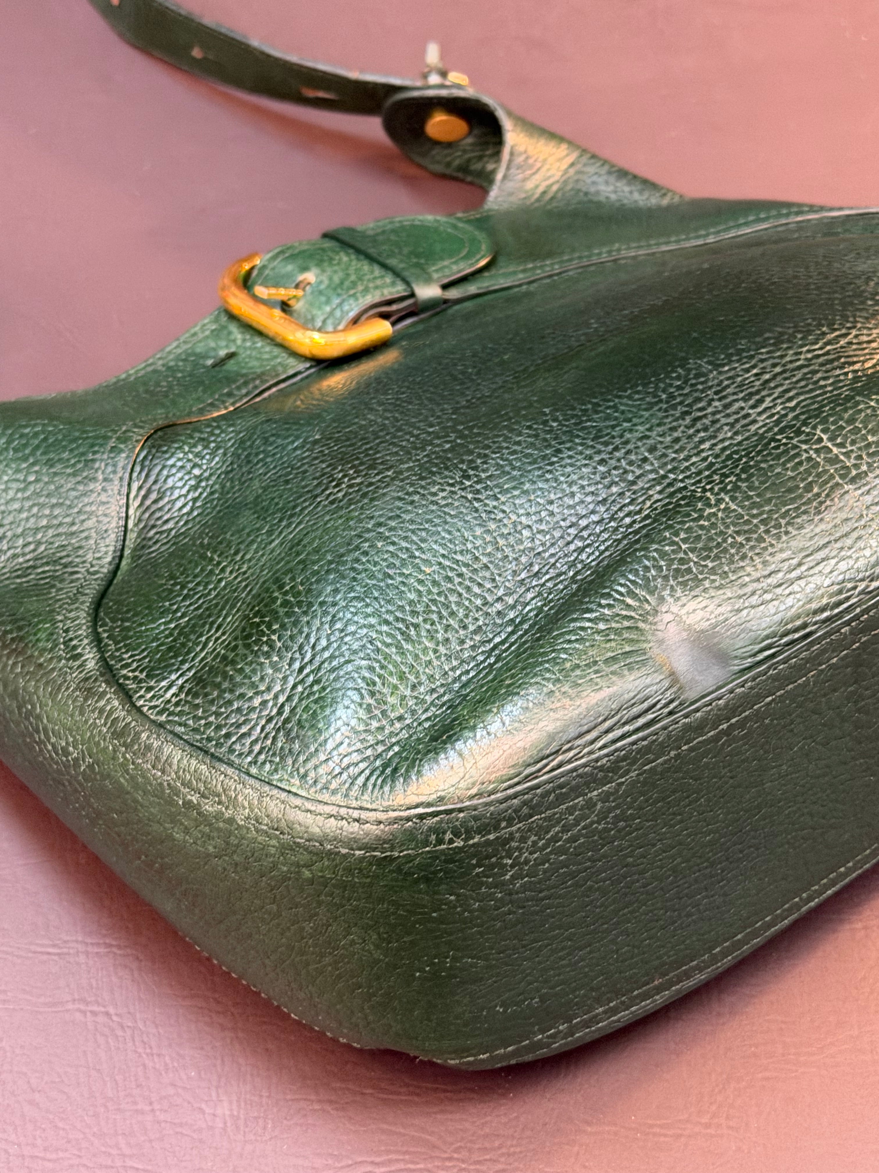 Delvaux “Souverain” Shoulder Bag – Green Leather – 32 x 25 cm