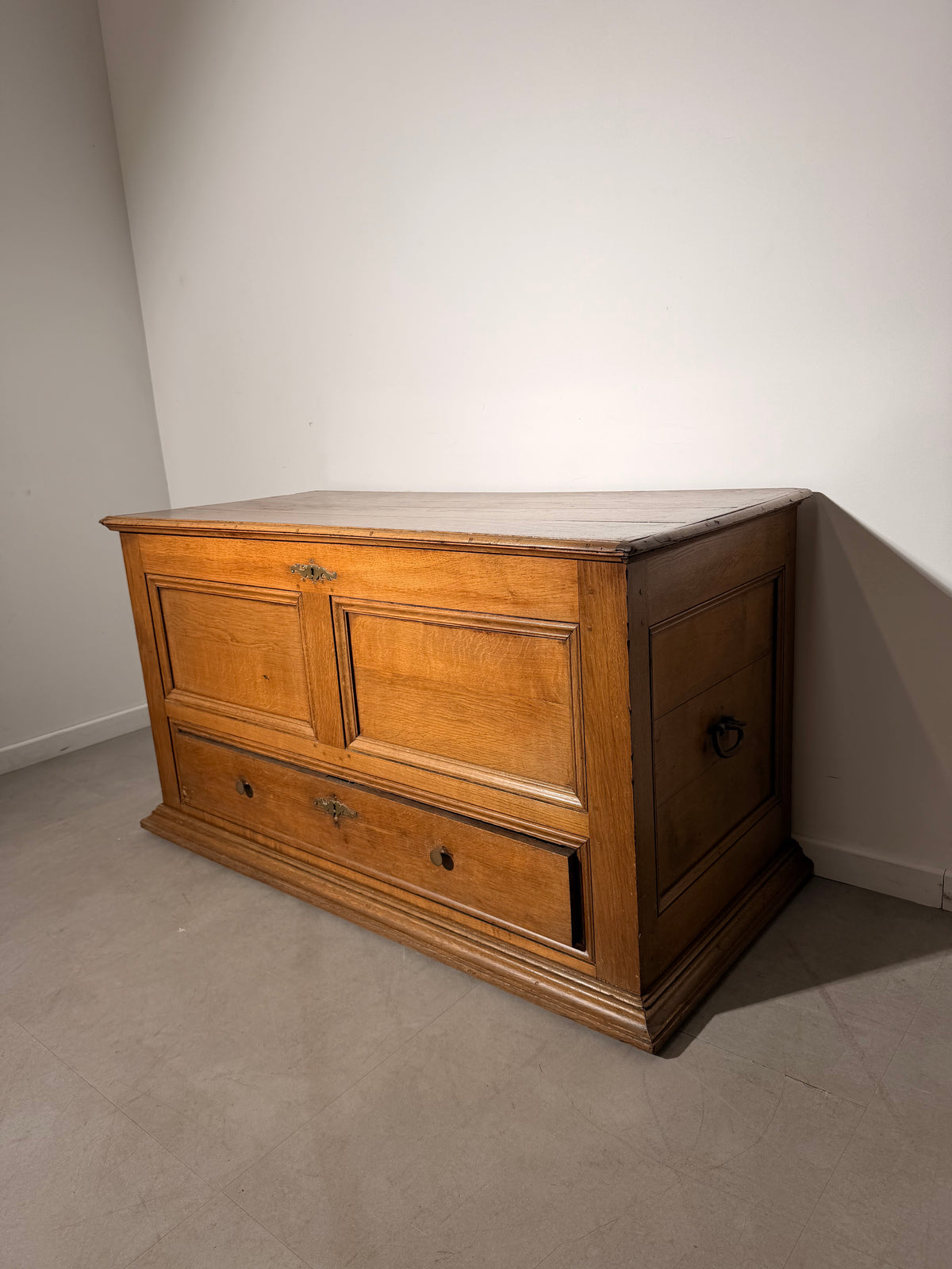 Oak Storage Chest with Lower Drawer