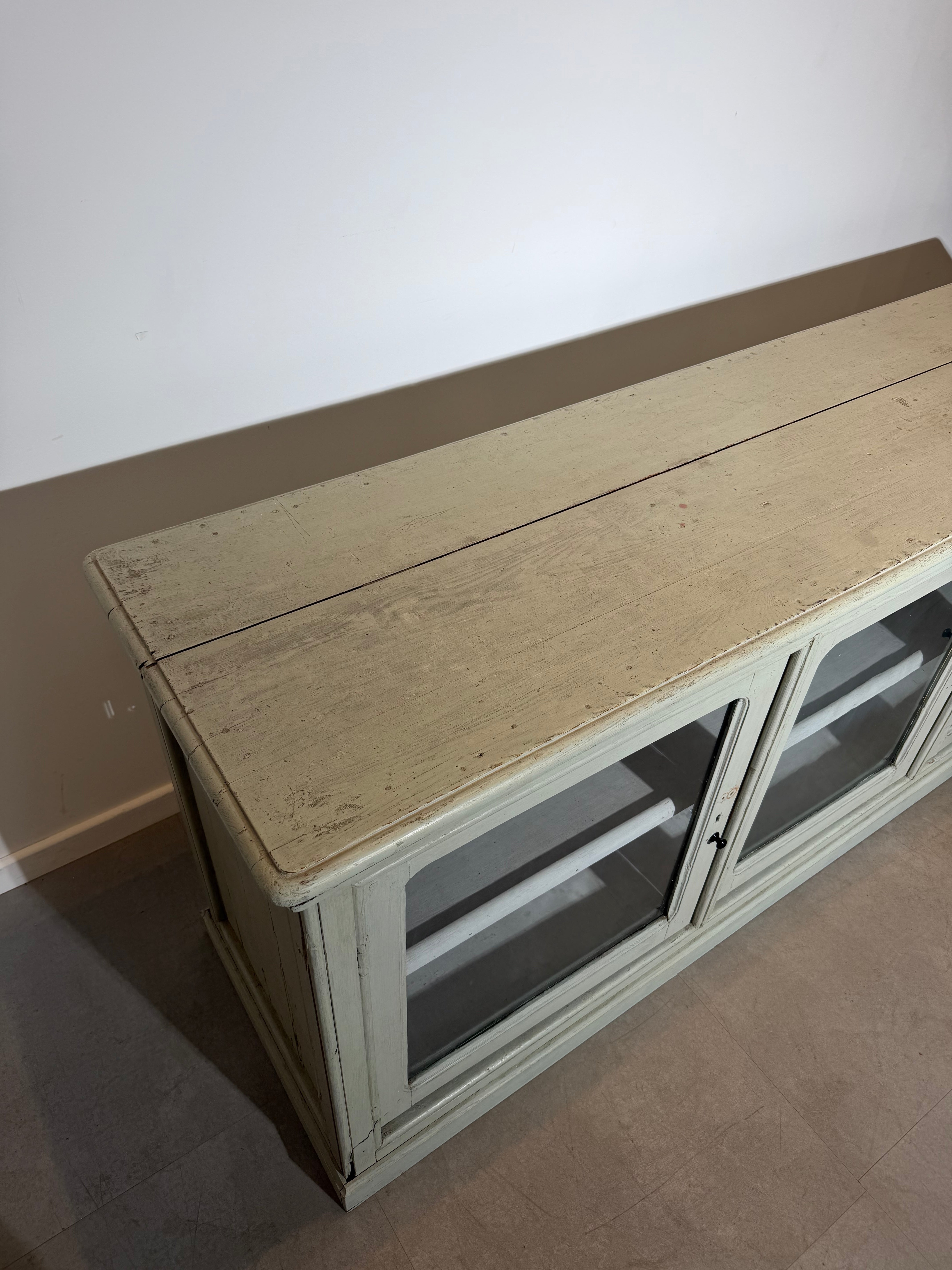 Antique Solid Oak Shop Counter with Glass Display Front