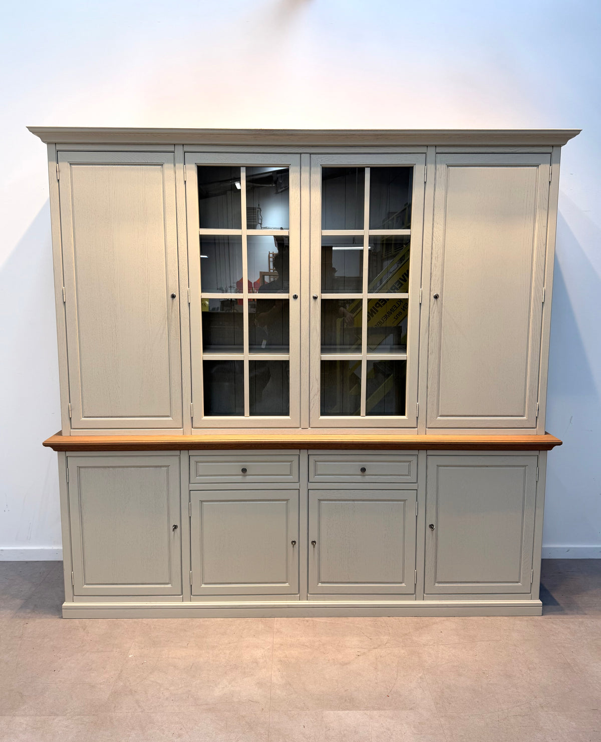 Large Oak Display Cabinet with Integrated Lighting