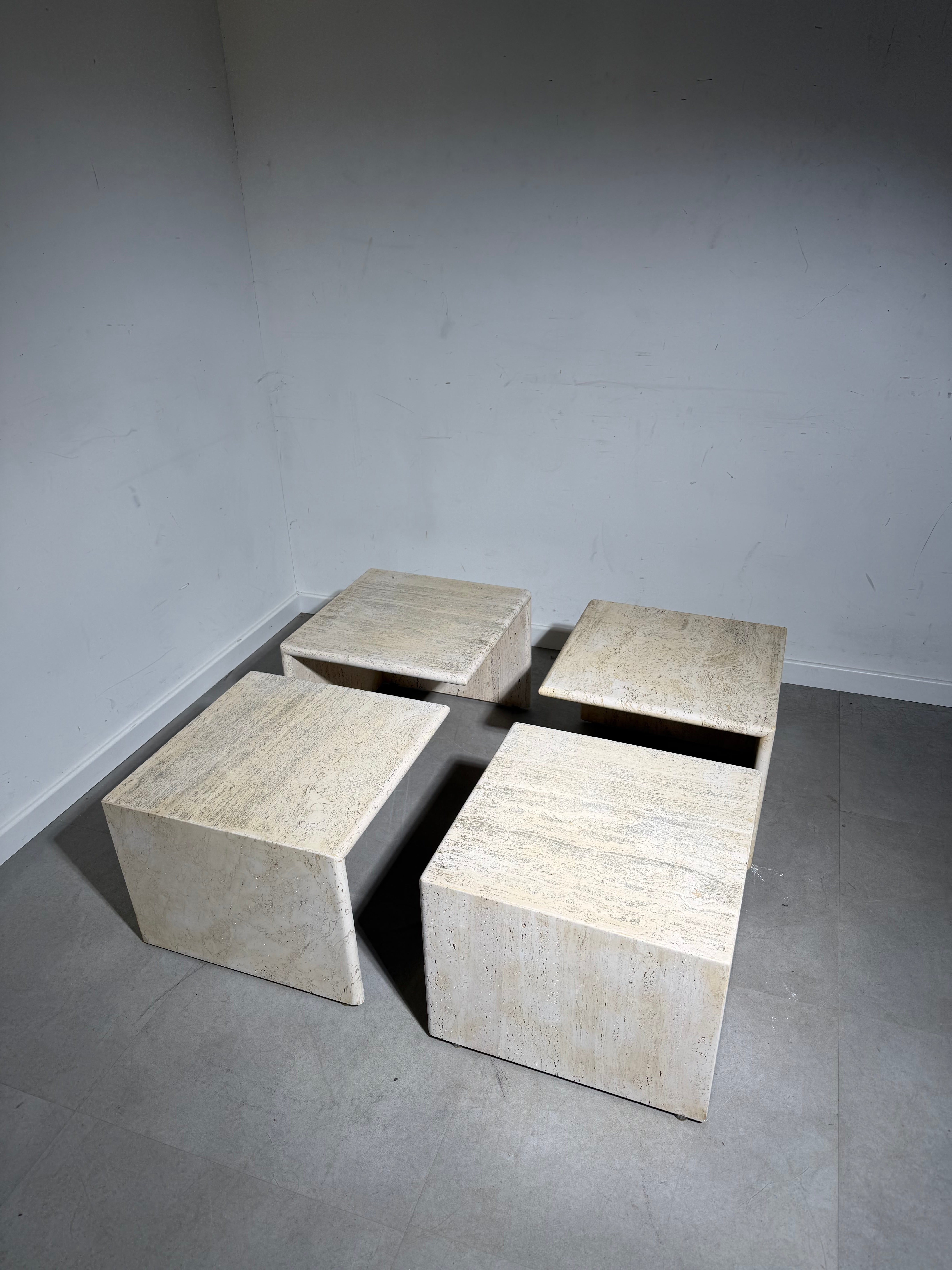 Modular Travertine Coffee Table – Set of 4