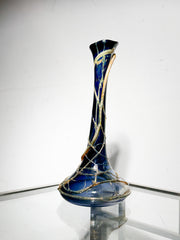 Val Saint Lambert Studio Crystal Vase – Signed Alfred Collard – 35 cm – Cobalt Blue & Gold Overlay