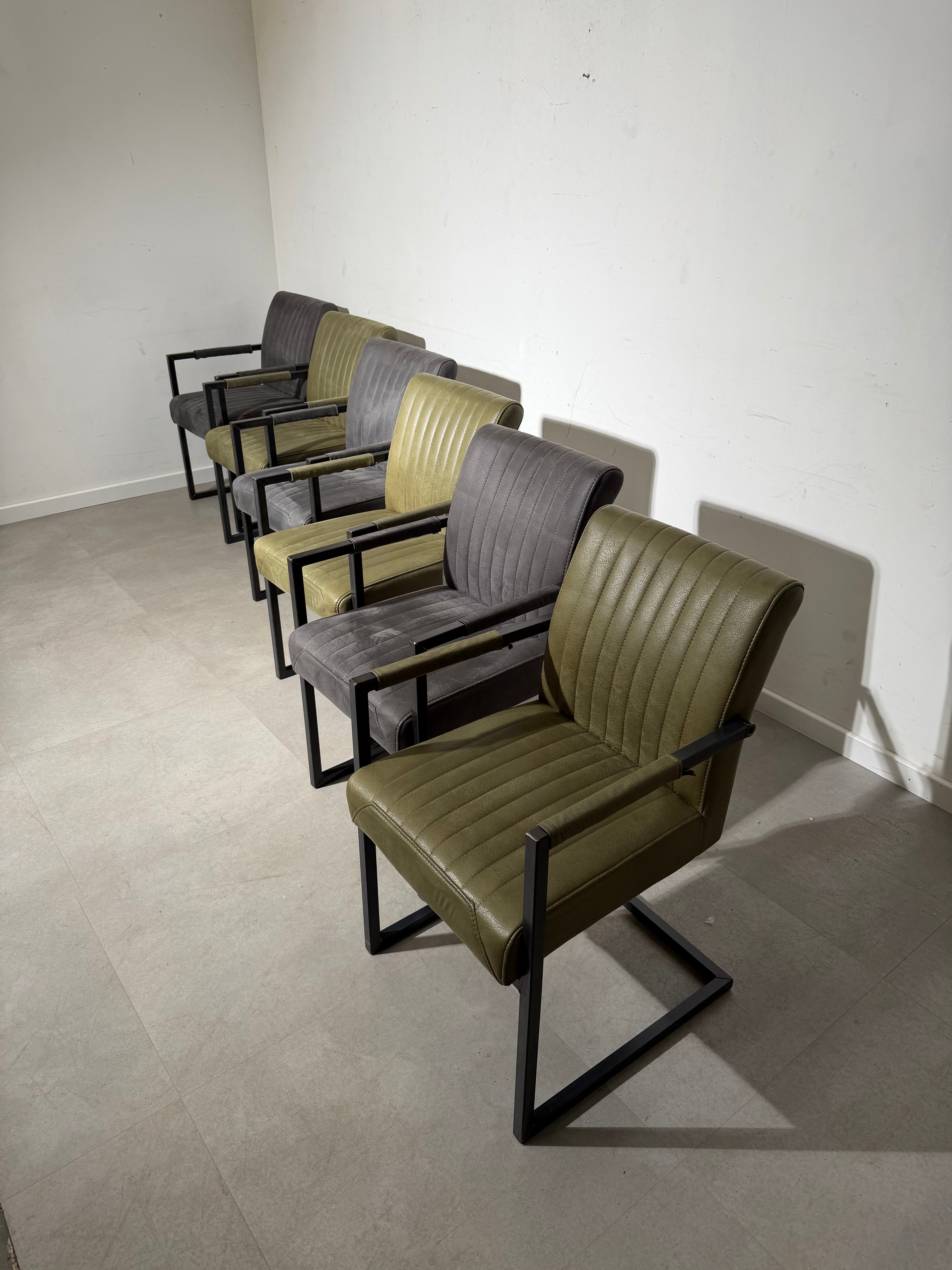 Industrial Dining Chairs with Armrests – Set of 6