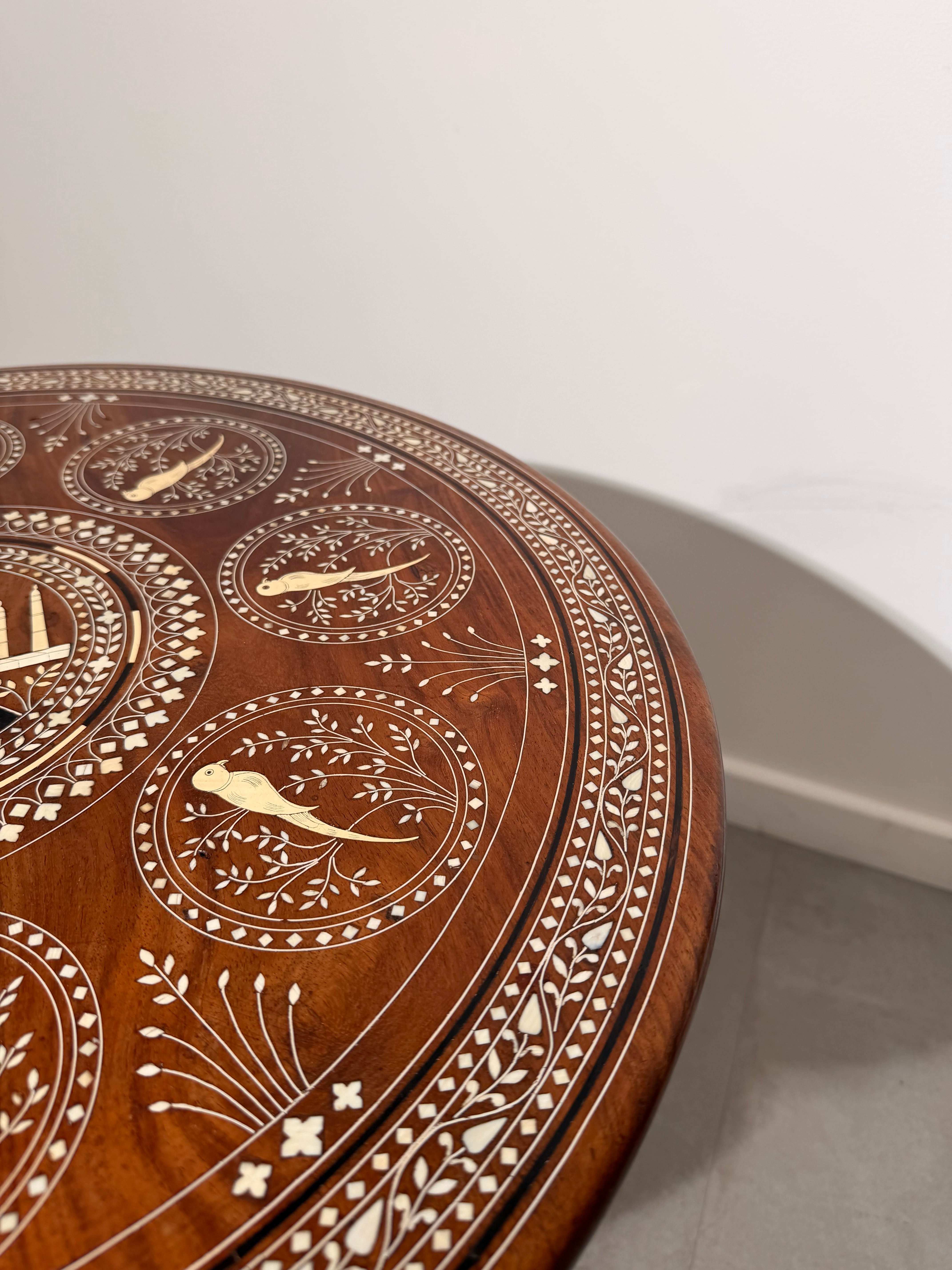 Indian Inlaid Round Side Table
