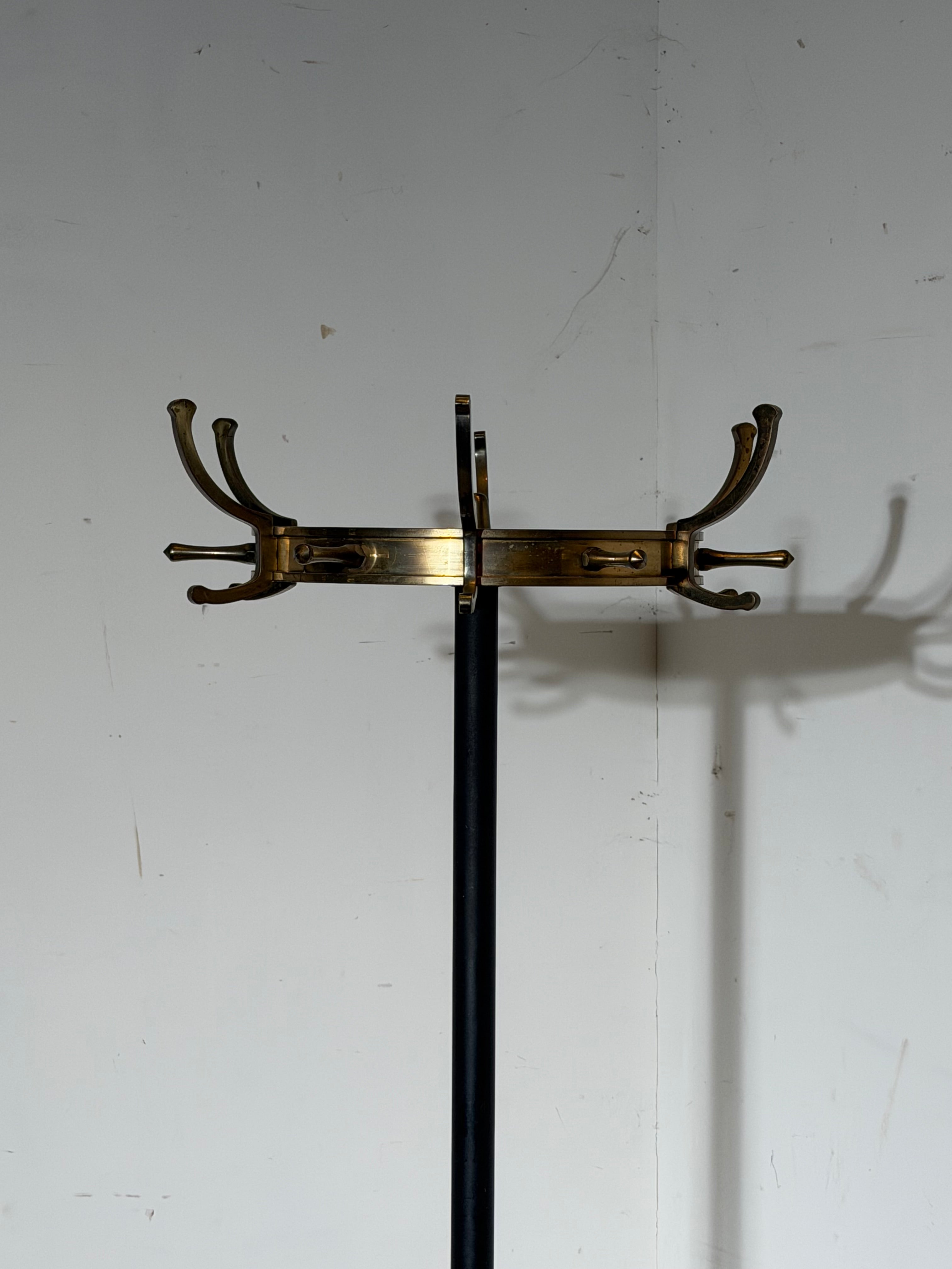 Brass Standing Coat Rack by Jacques Adnet – France, circa 1950