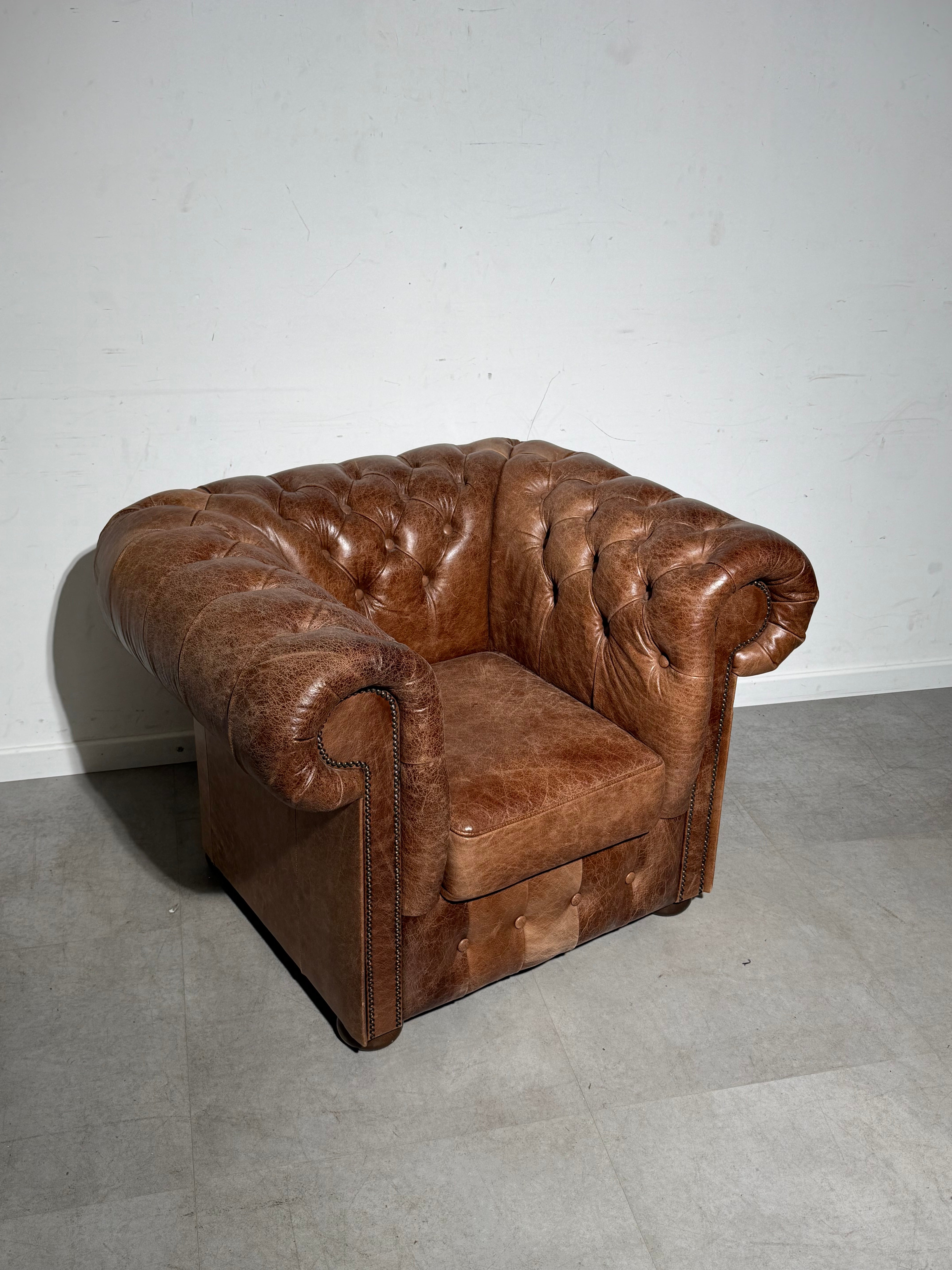 Vintage Chesterfield Club Chair in Cognac Leather