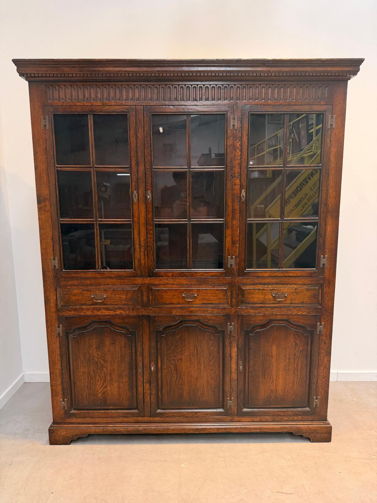 Antique Oak Display Cabinet Old & New England