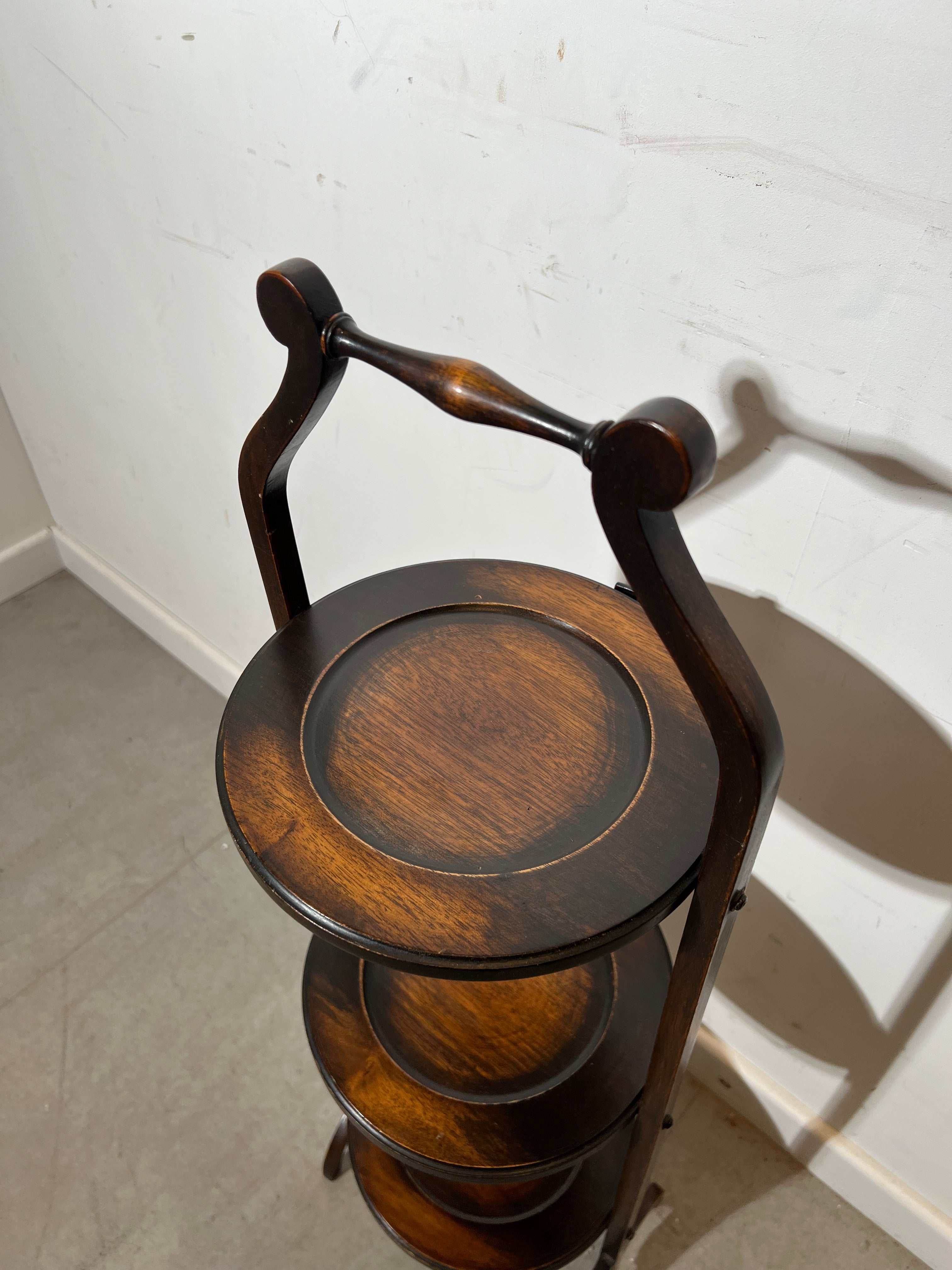 Vintage Folding Three-Tier Tray Stand