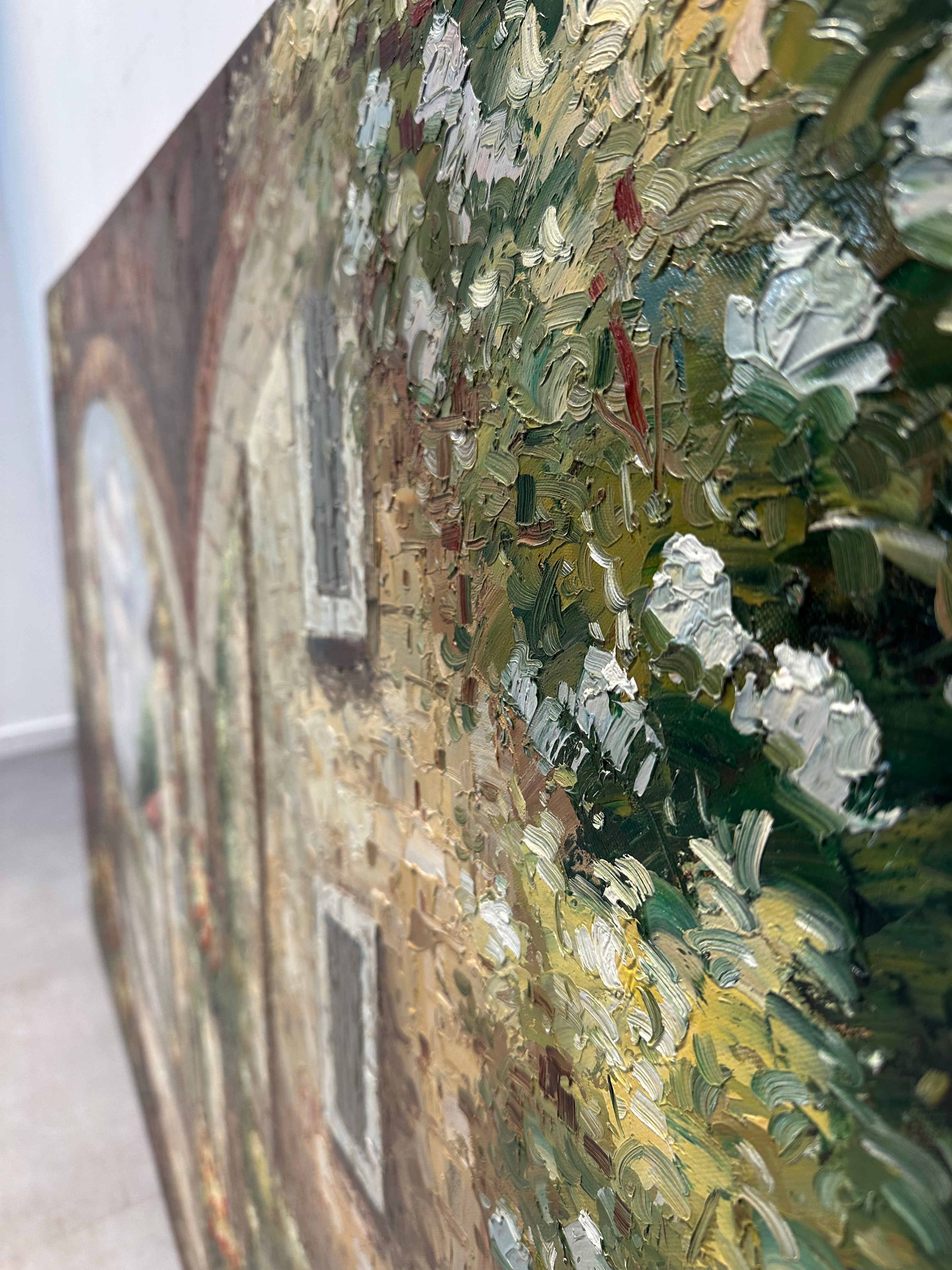 Large Mediterranean Village Oil Painting