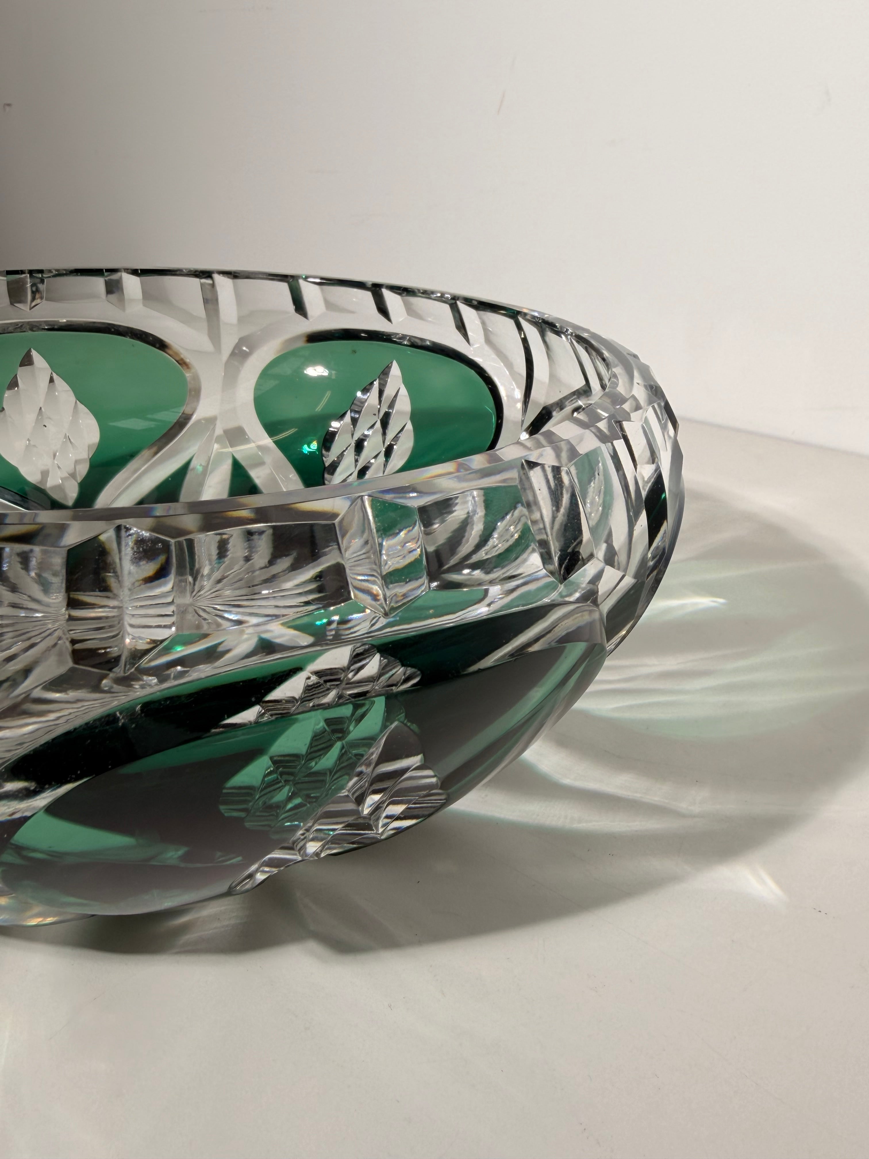 Val Saint Lambert Cut Crystal Bowl – Emerald Green
