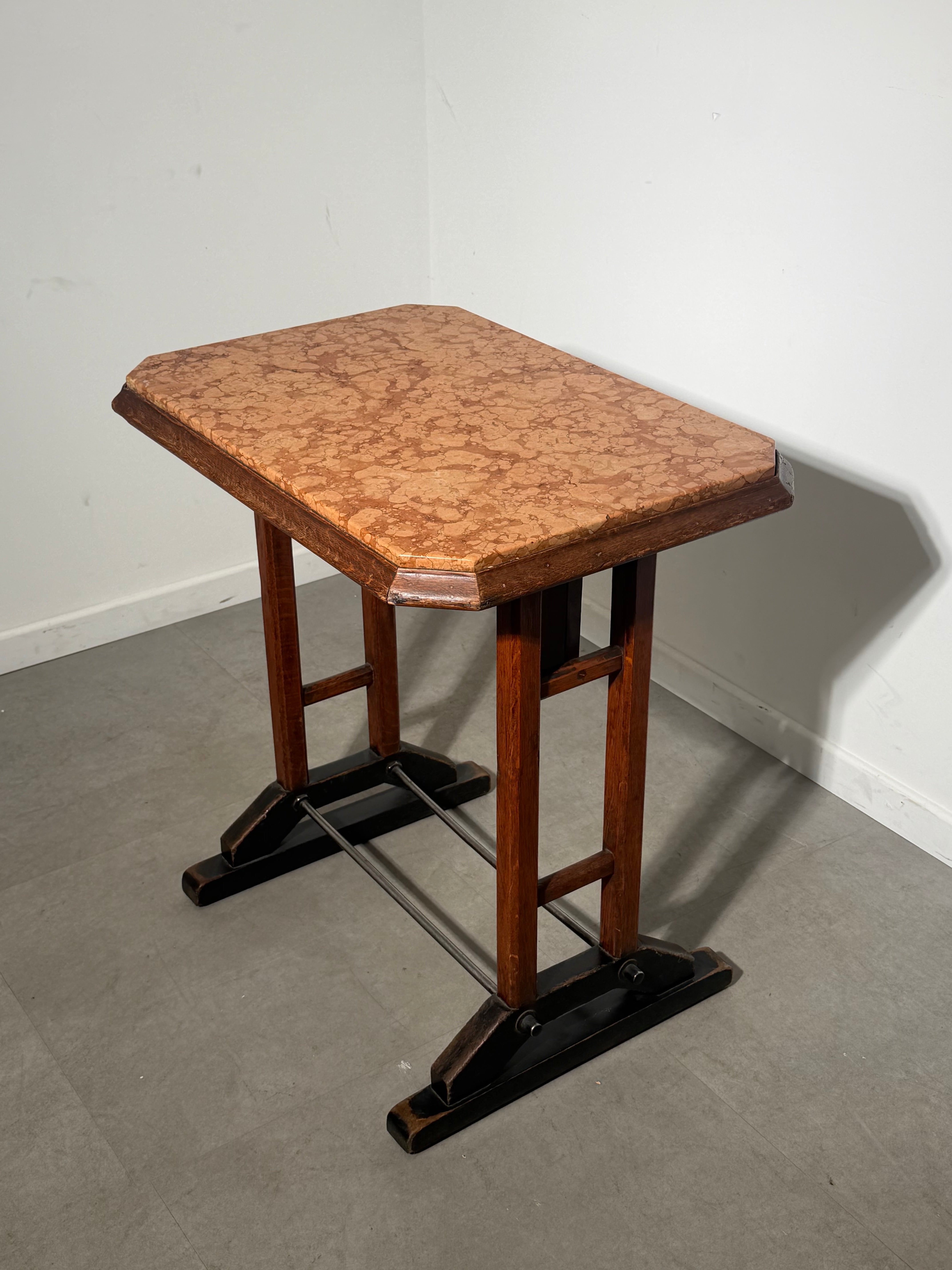 Antique Pub Table with Marble Top