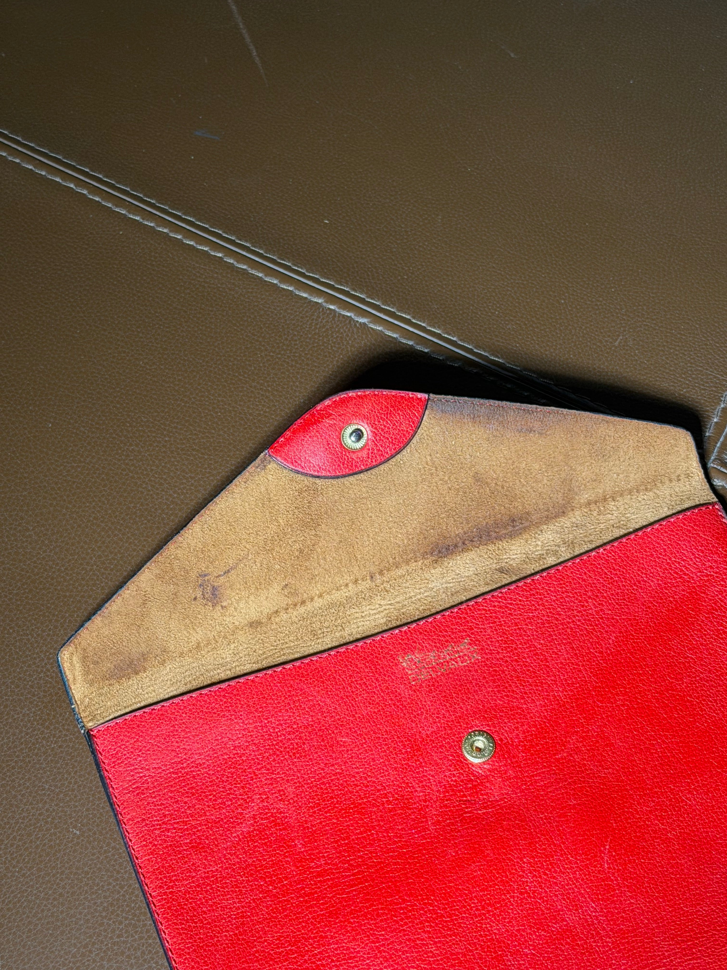 Vintage Delvaux Fusée Envelope Clutch – Red Leather