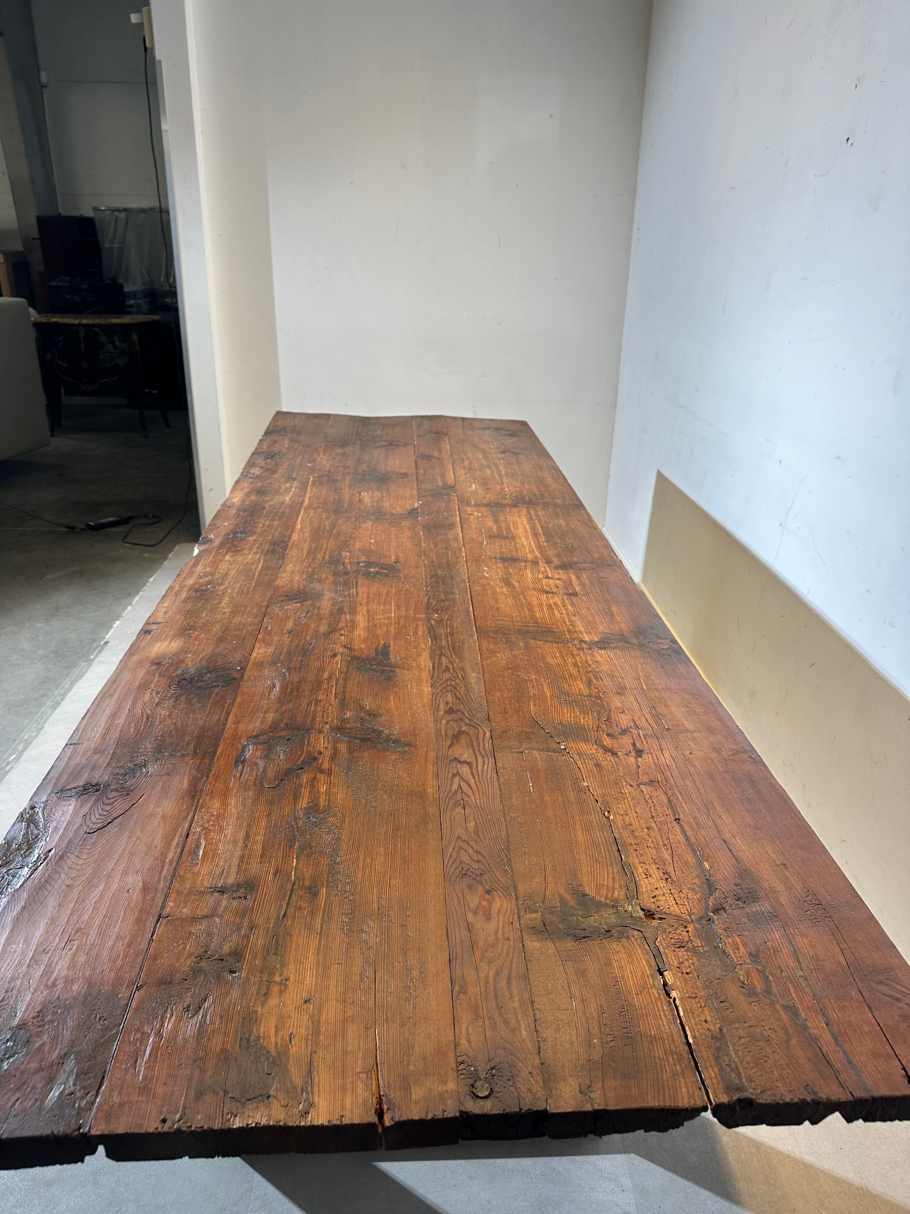Large Rustic Lariks Wood Dining Table