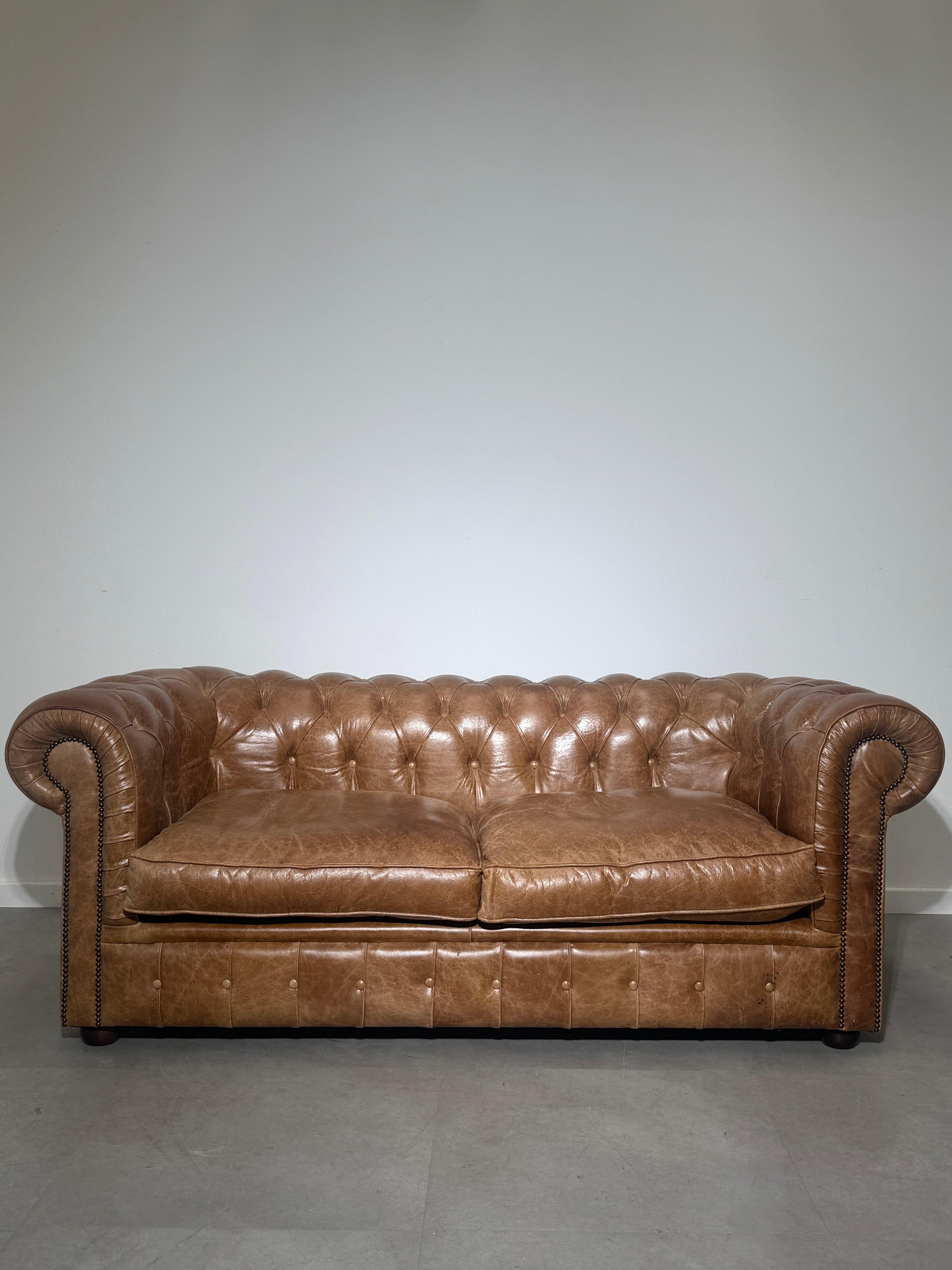Vintage Chesterfield Sofa in Cognac Leather