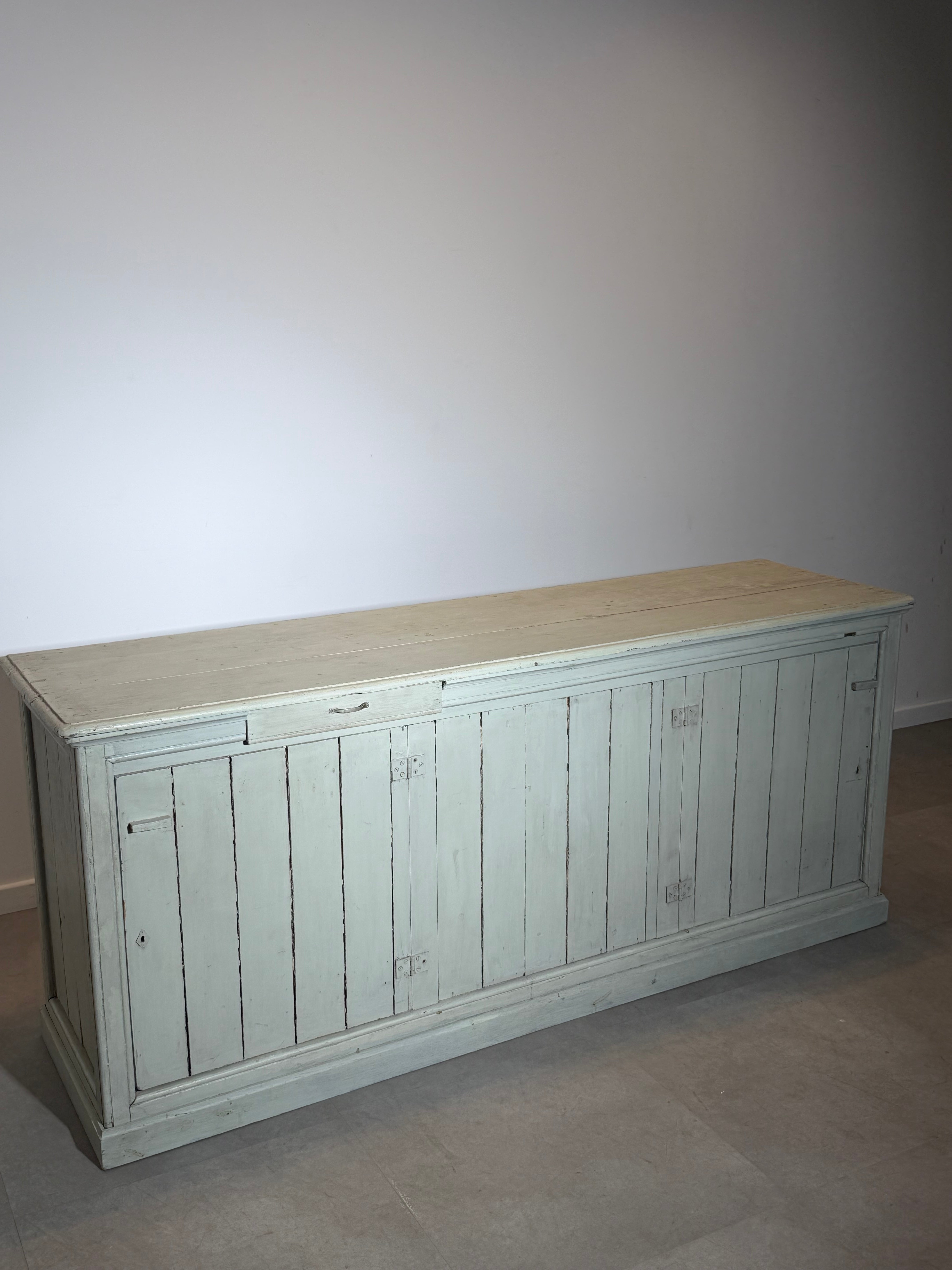 Antique Solid Oak Shop Counter with Glass Display Front