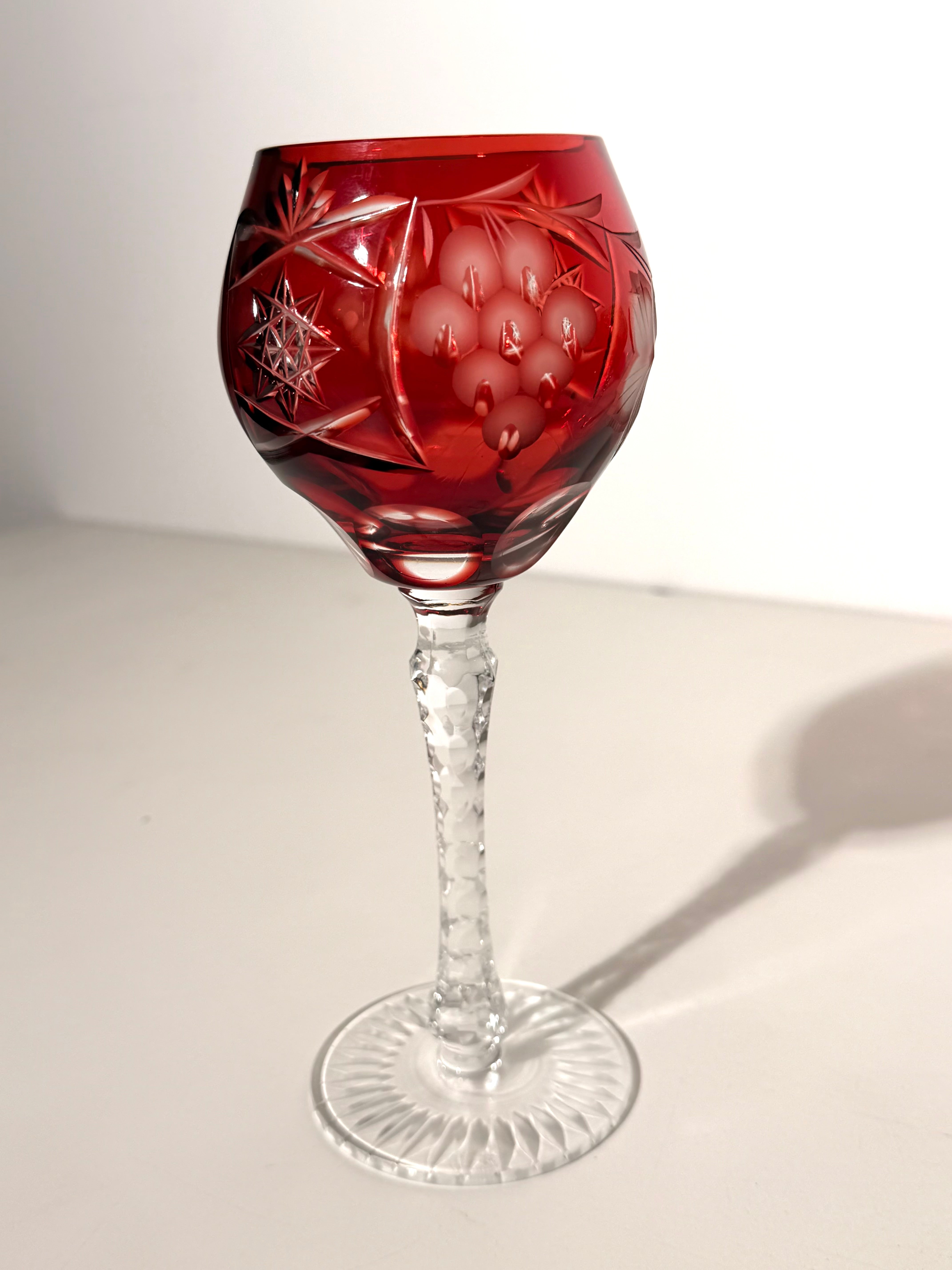 Set of 6 Cut Crystal Wine Glasses