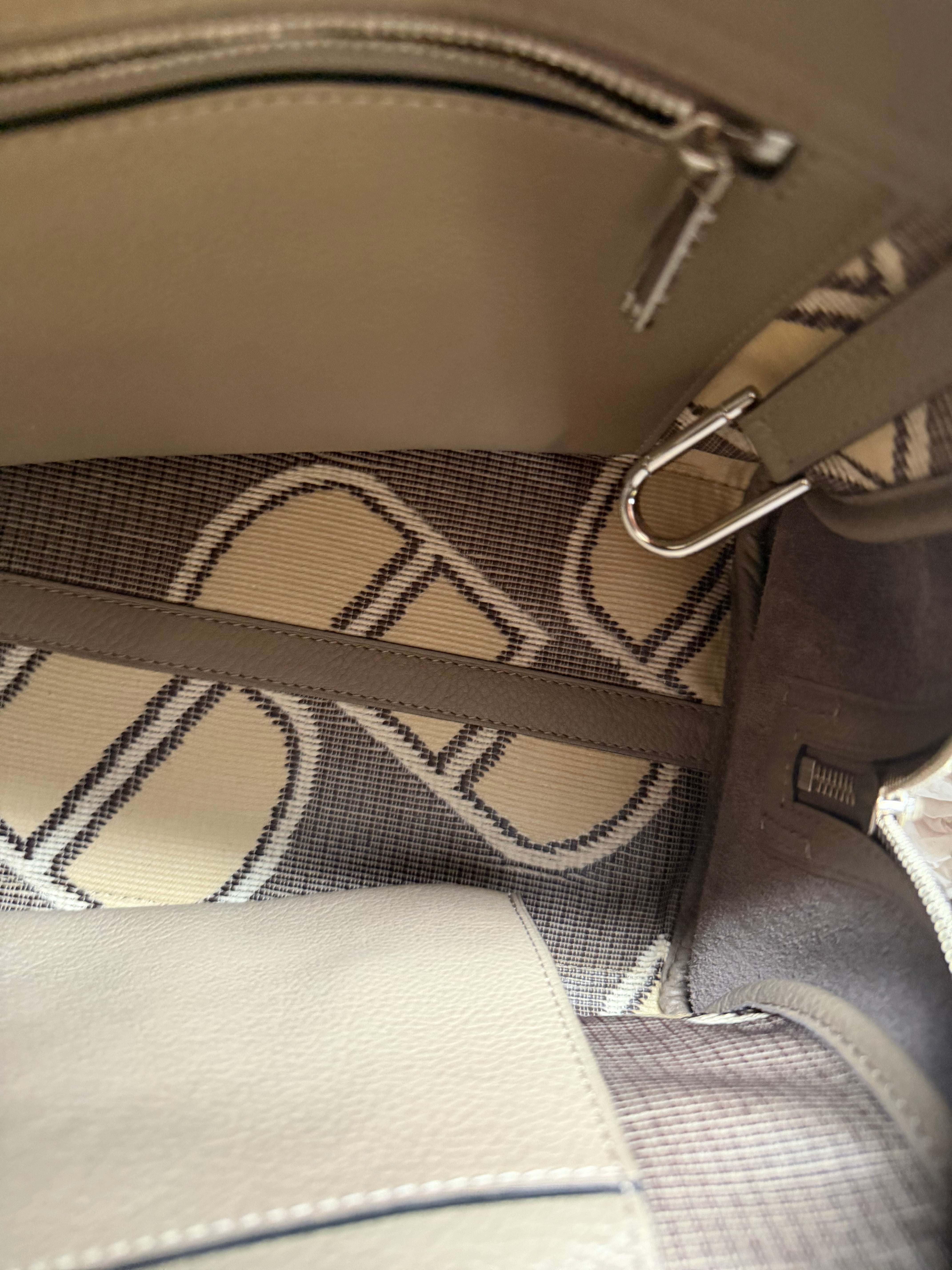 Delvaux Carry-All Mini Toile Logotypée D Travel Tourterelle – New with Certificate, Dust Bag & Mirror