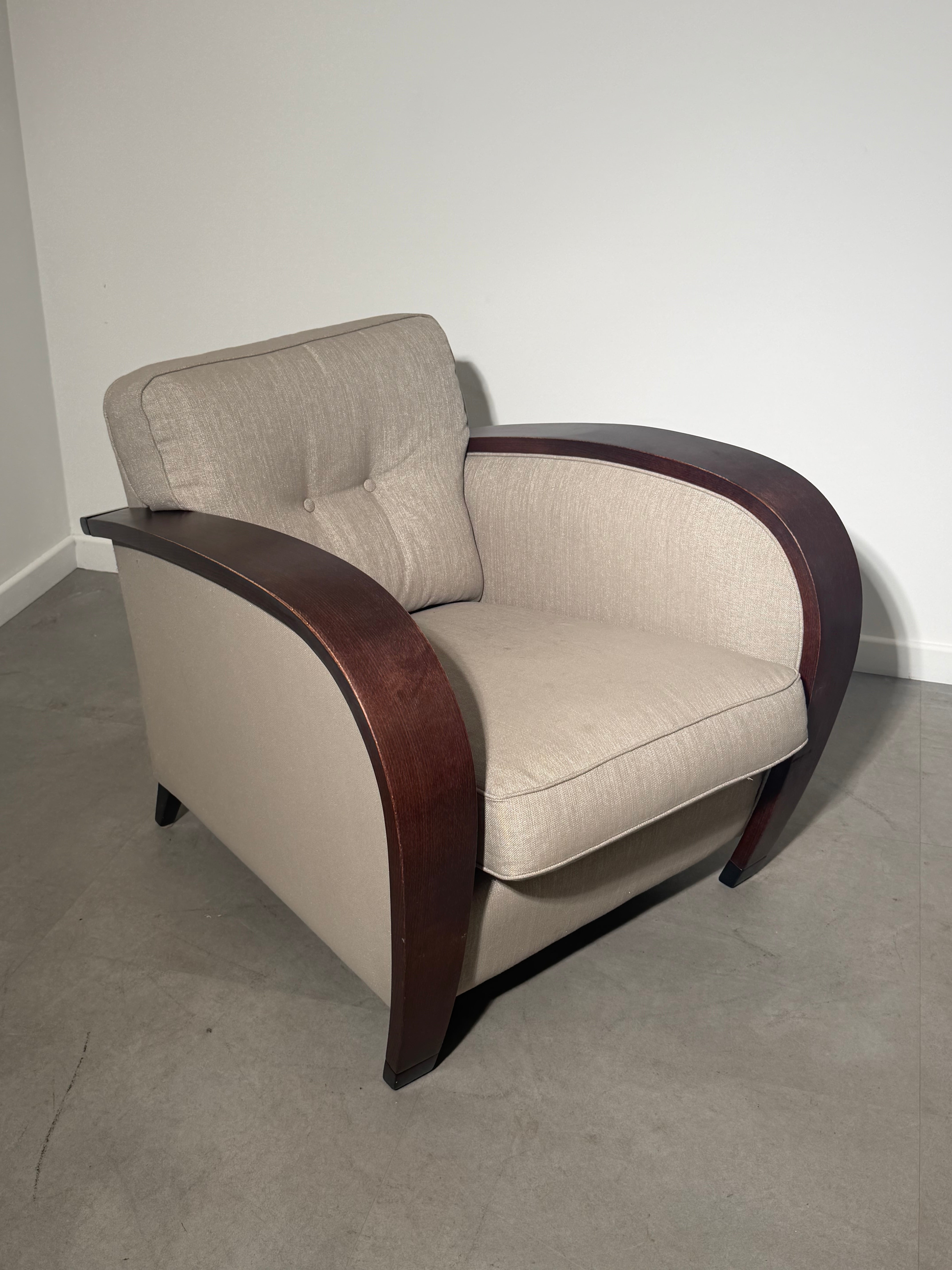 Bench Art Deco Lounge Chair – Sculptural Curved Wood Armchair