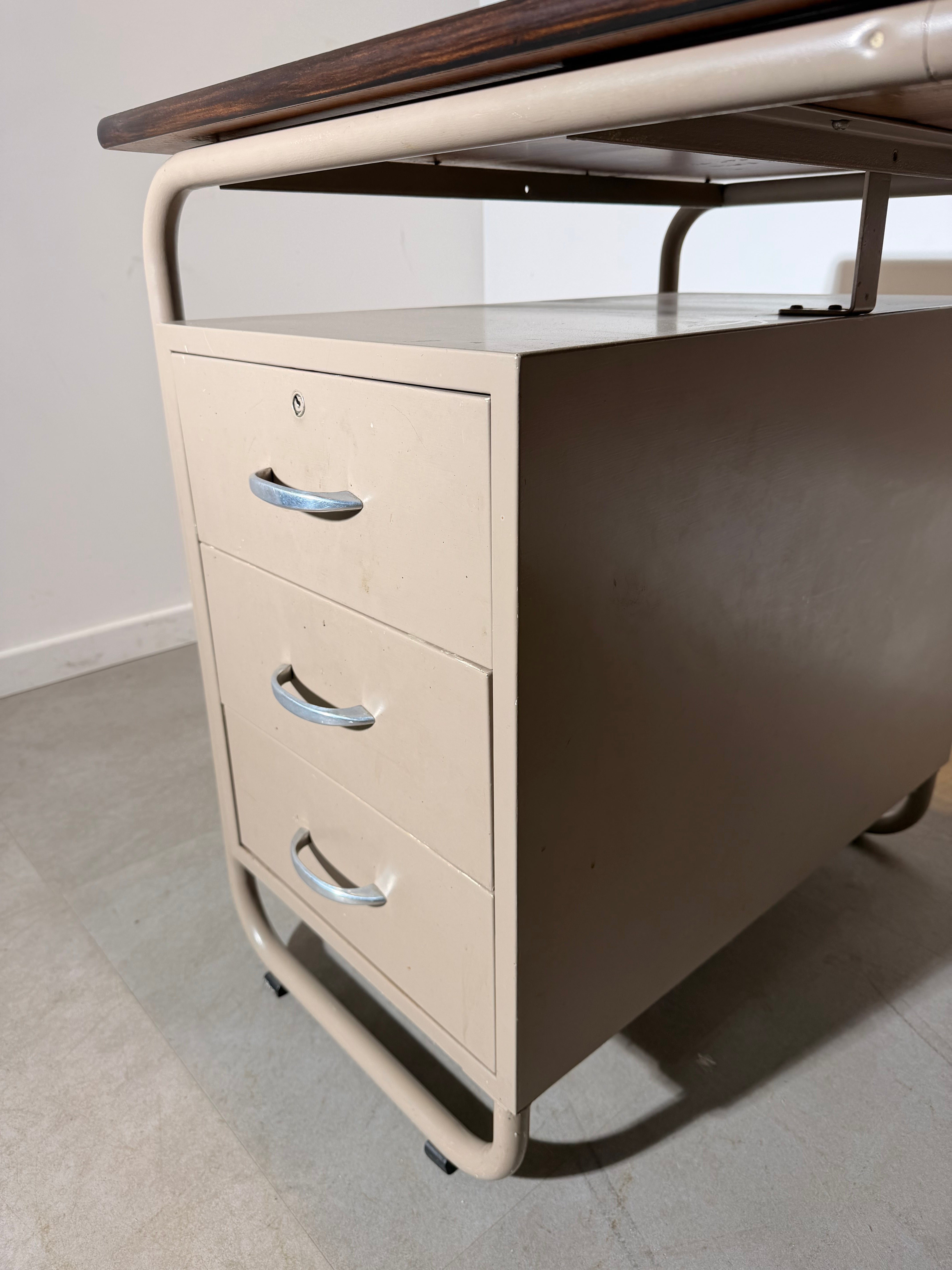 Vintage Bauhaus Style Tubular Steel Desk