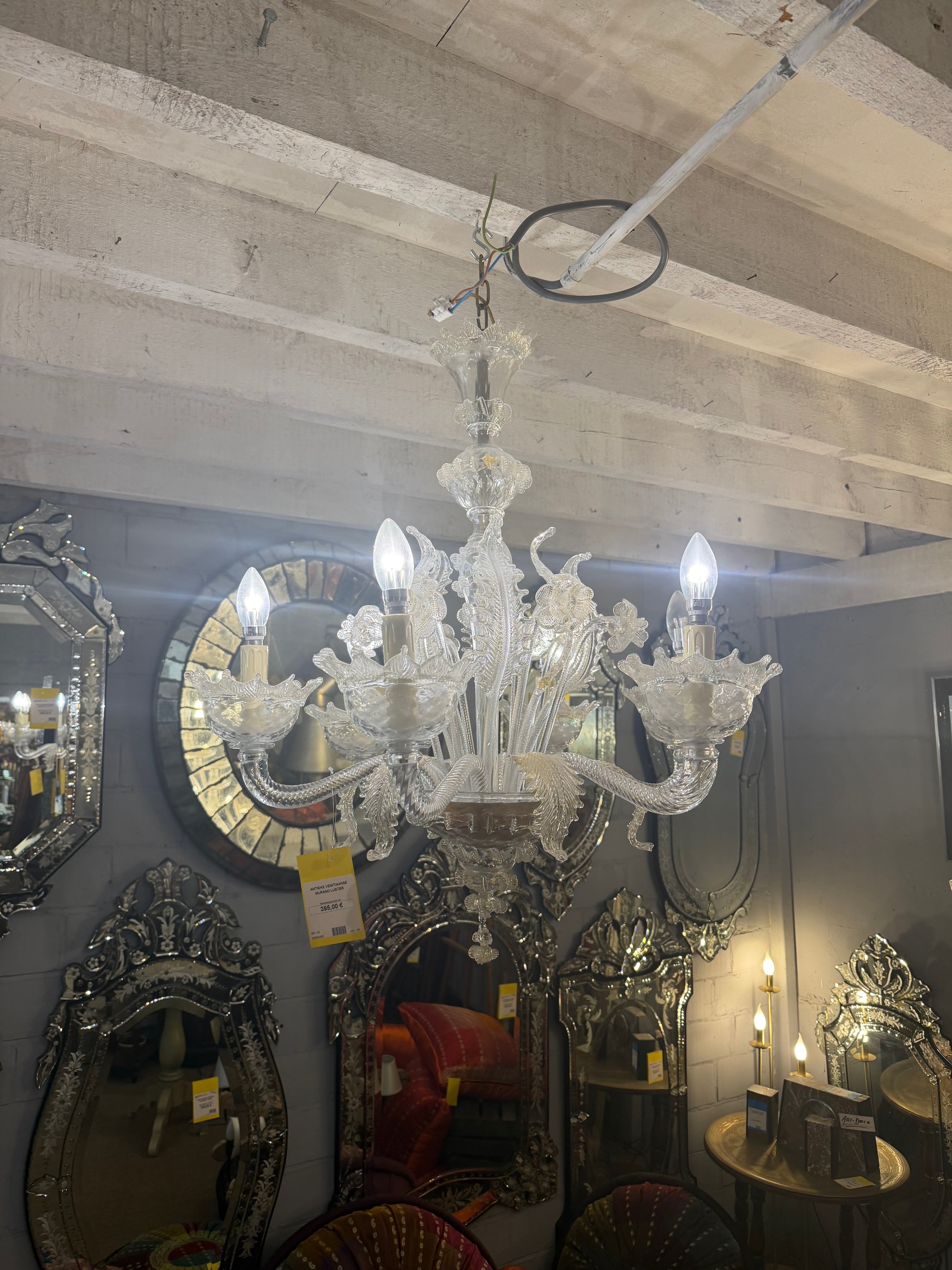 Murano Venetian Glass Chandelier – 6 Lights