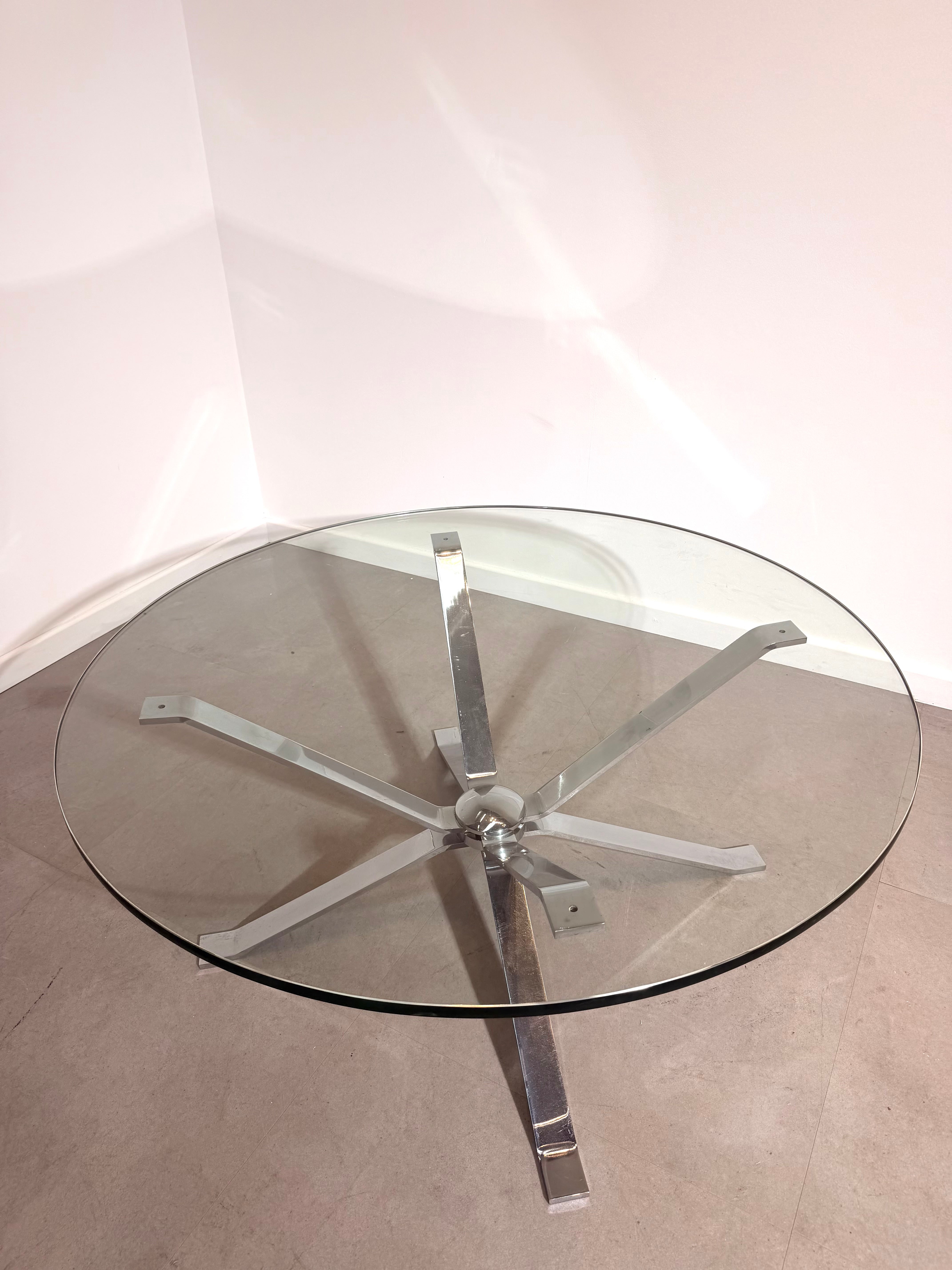 Vintage Modernist Chrome Glass Coffee Table