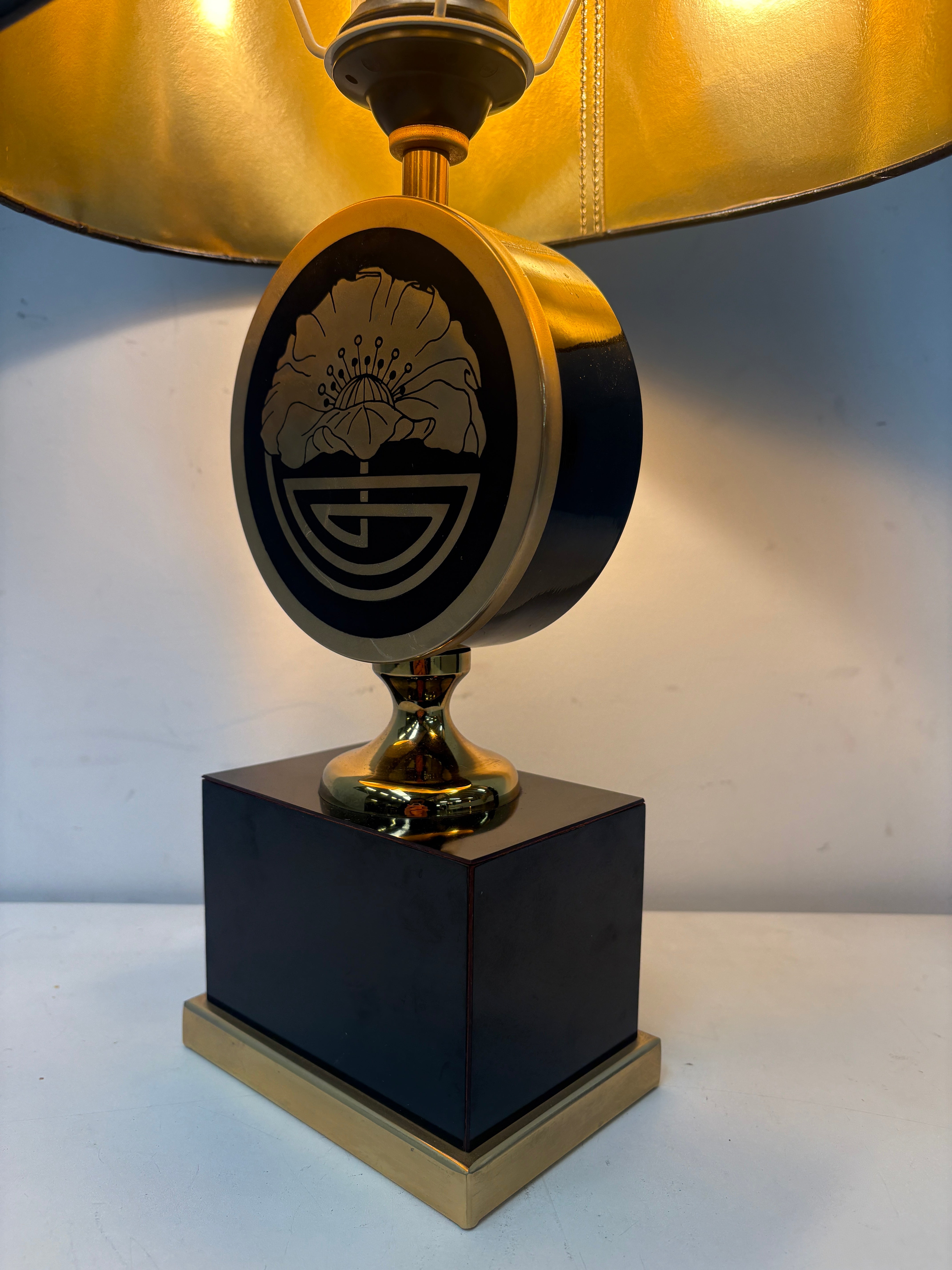 Le Dauphin Table Lamp – Maison Jansen Style – Brass & Black – 52 cm