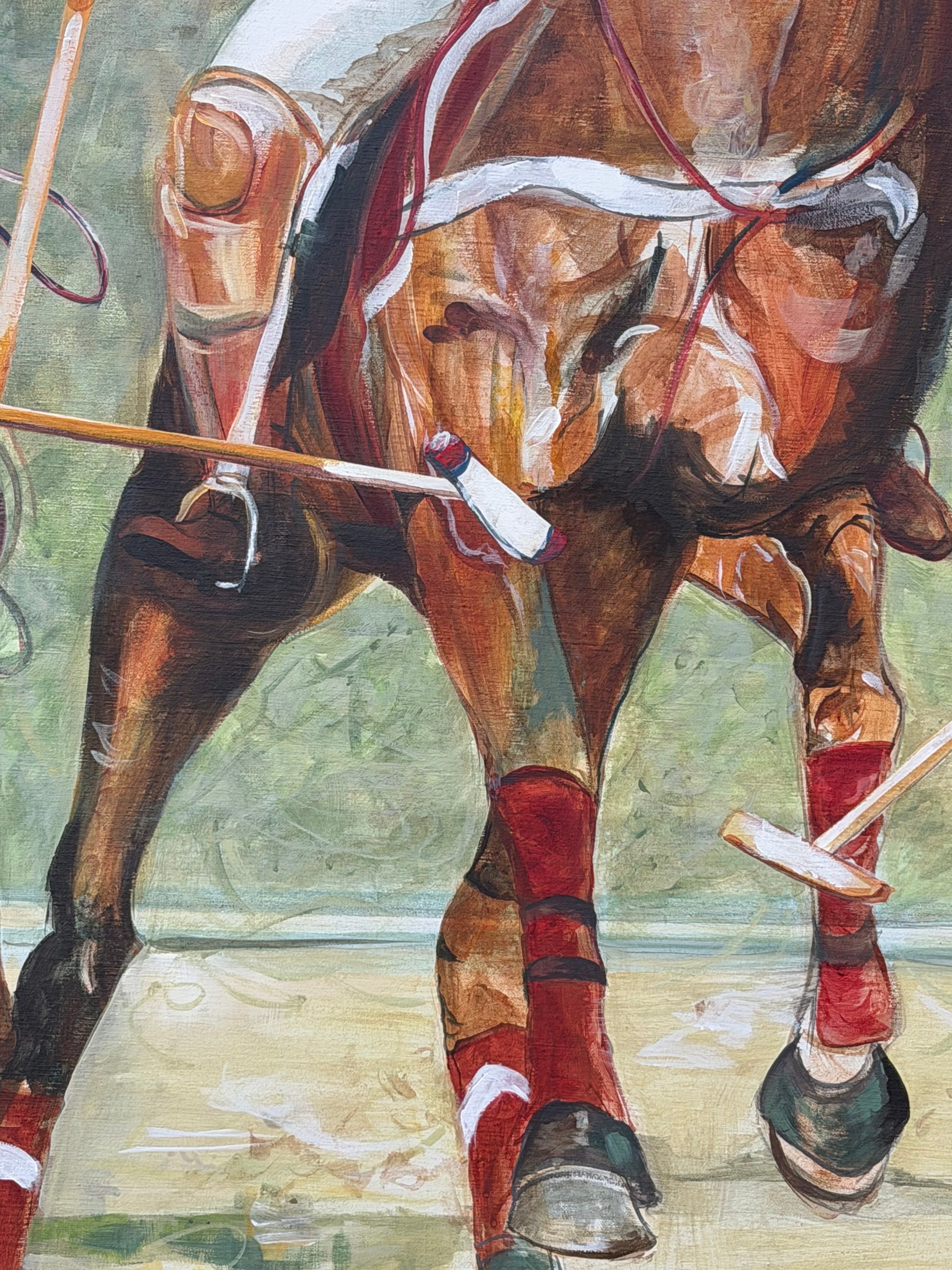 Sabine Nielsen – Monumental Polo Scene – Oil on Canvas – 120 x 100 cm (2001)