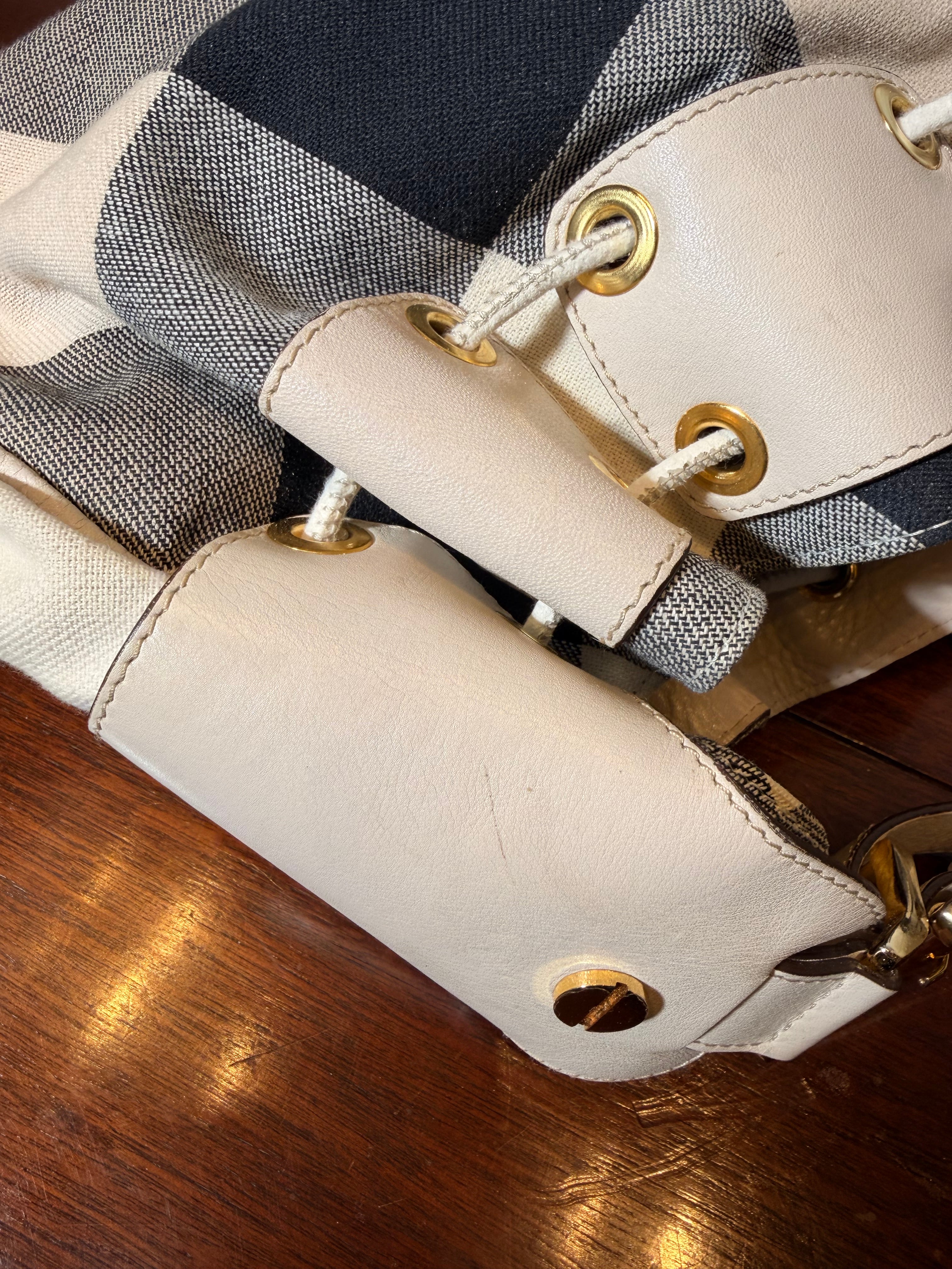 Burberry Nova Check Drawstring Hobo Bag