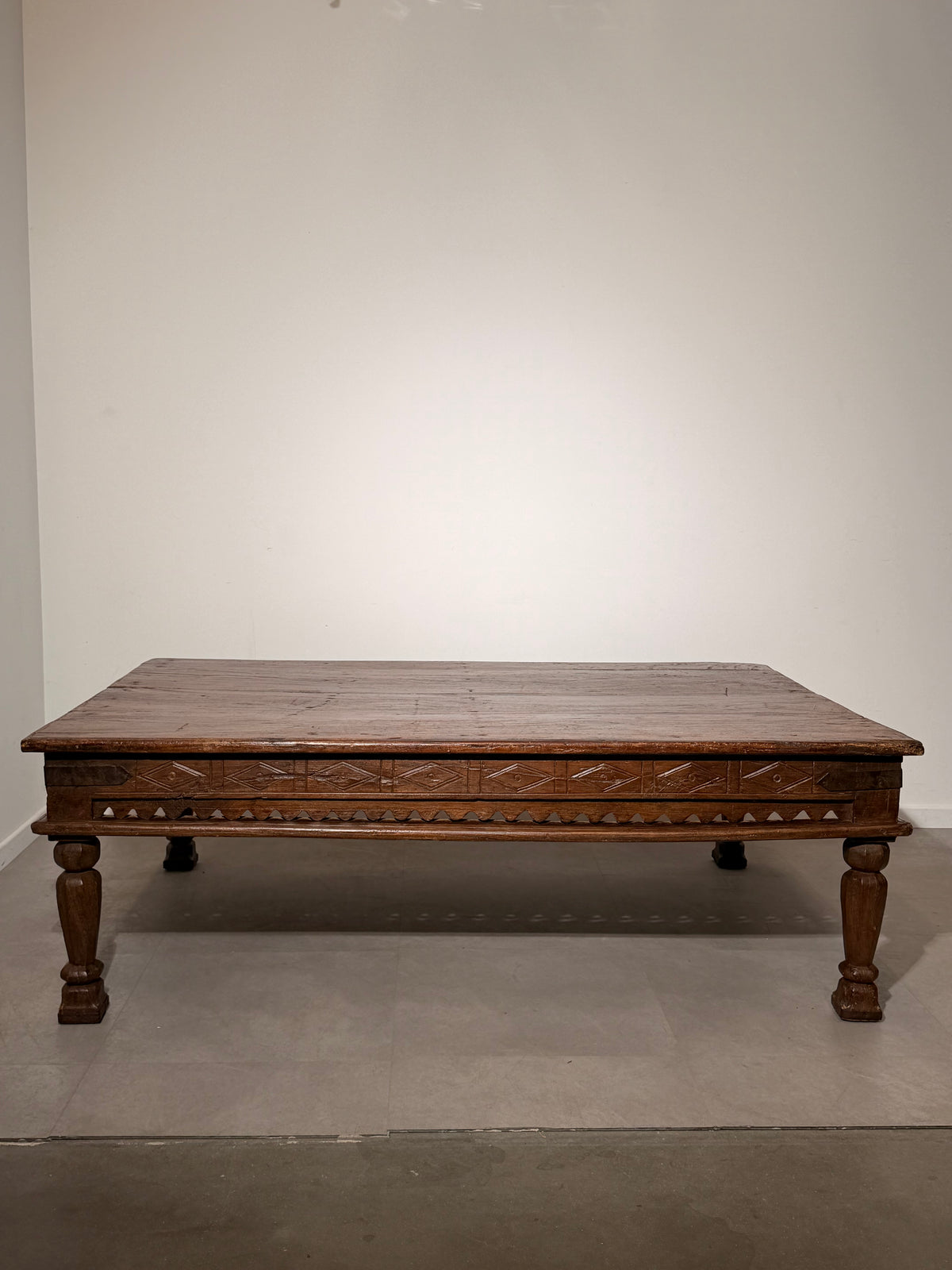 Large Antique Hand-Carved Wooden Coffee Table