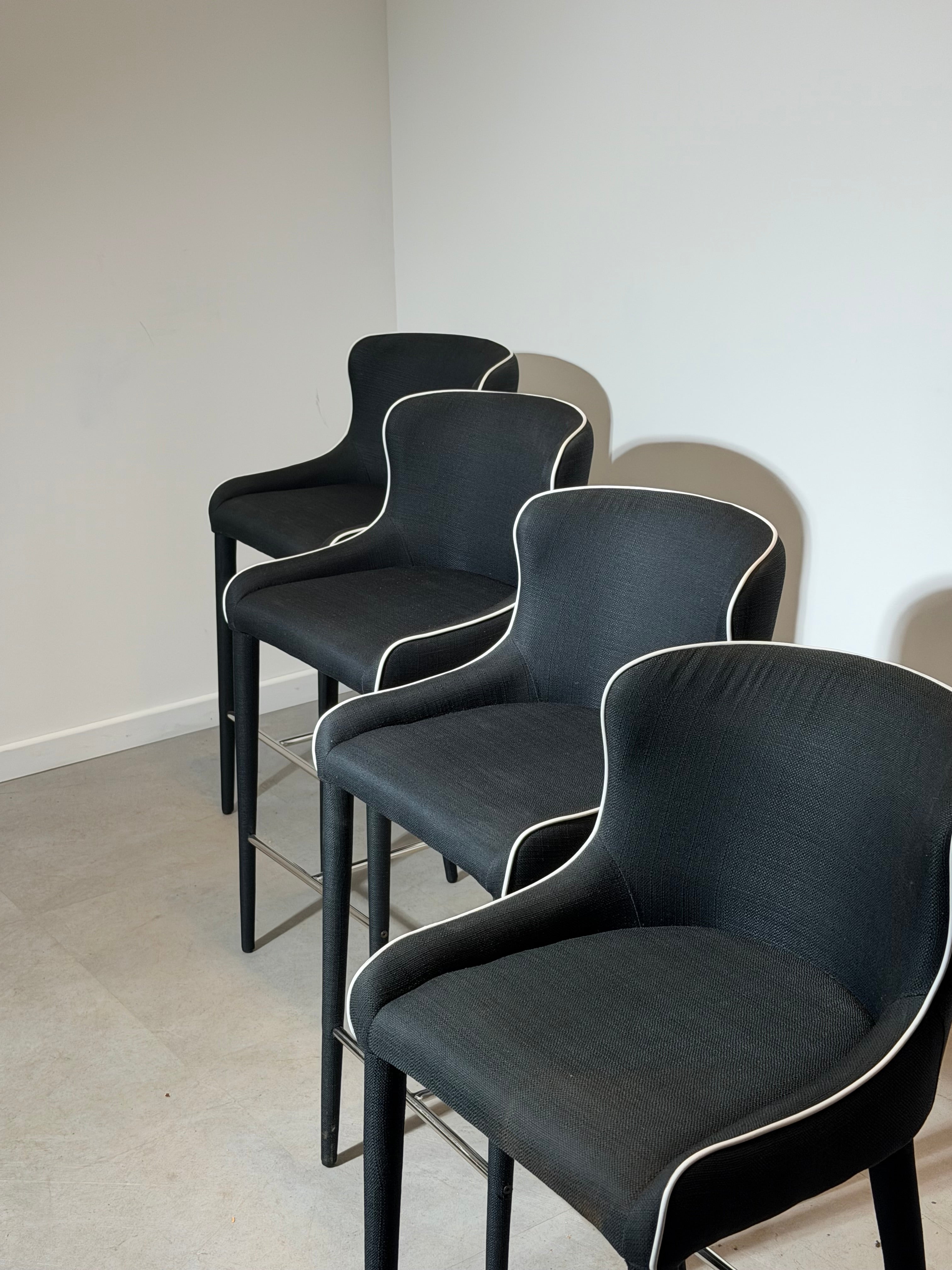Contemporary Upholstered Bar Chair with Contrast Piping – Sold Individually