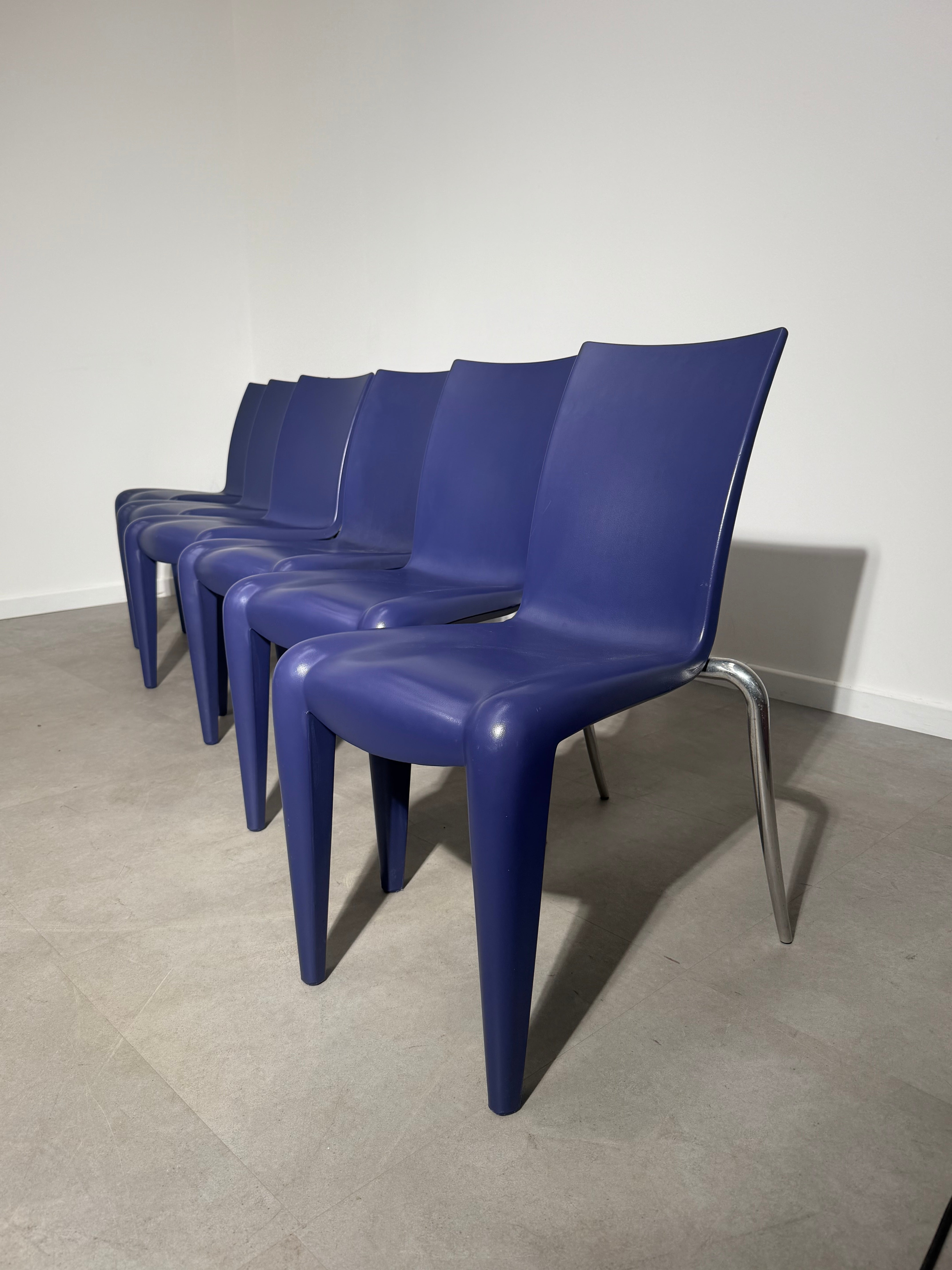 Set of 6 Louis 20 Dining Chairs by Philippe Starck for Vitra – Blue / Mauve