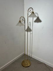 Vintage Brass Floor Lamp with Double Shade