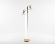 Vintage Brass Floor Lamp with Double Shade
