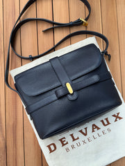 Delvaux “Simoun” Crossbody Bag – Dark Blue Leather