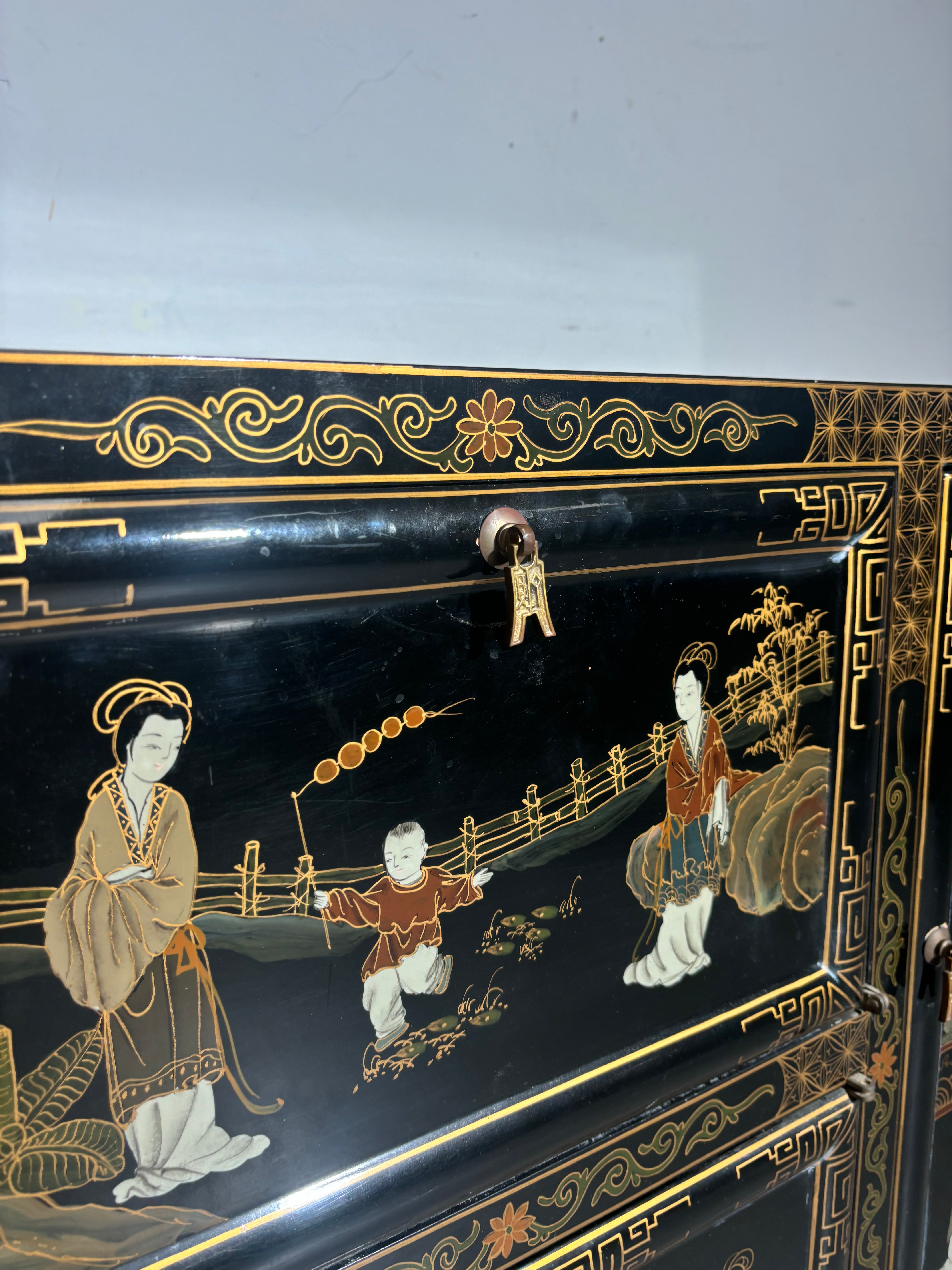 Oriental handpainted cabinet