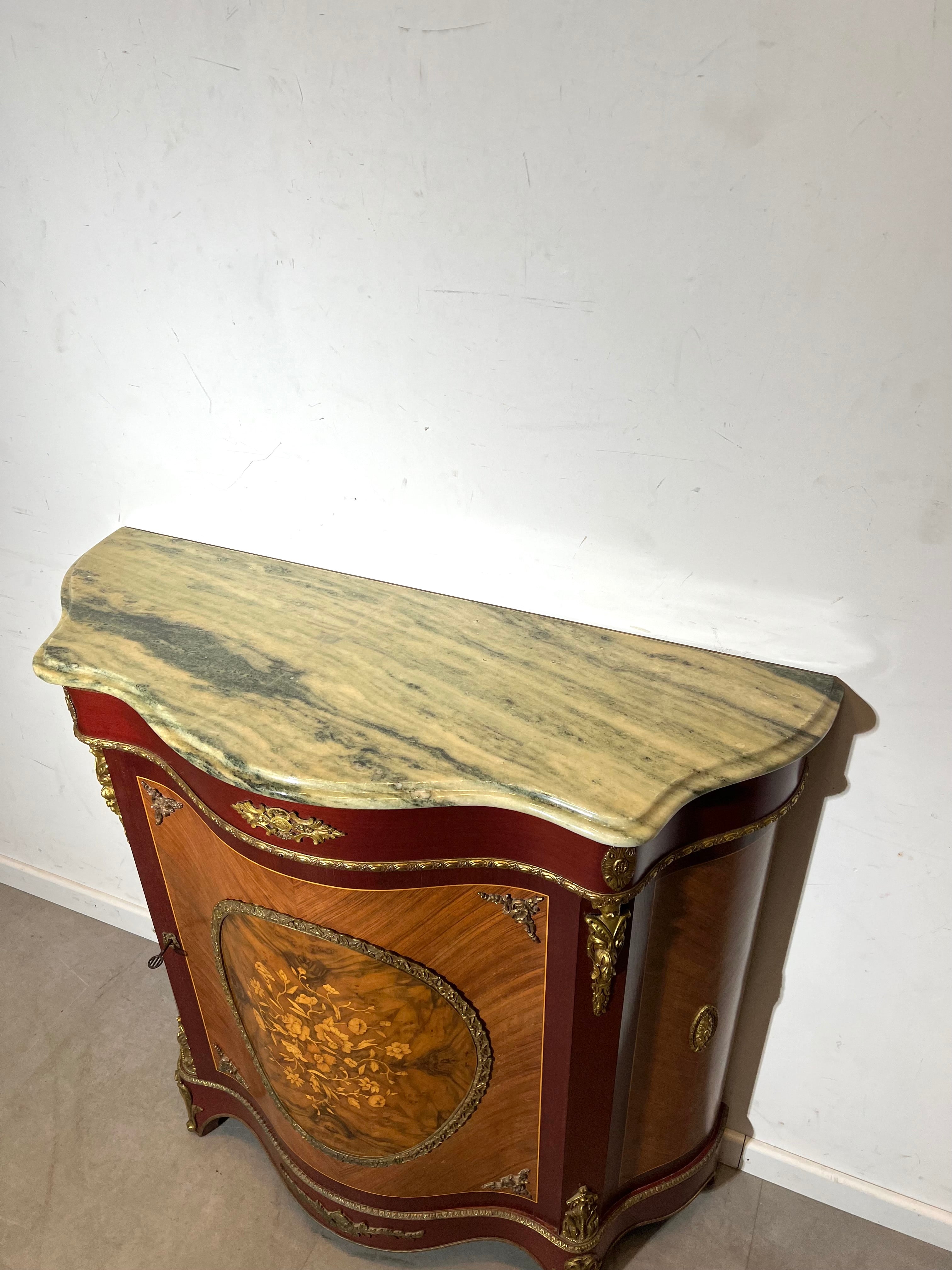 Marquetry Cabinet with Marble Top