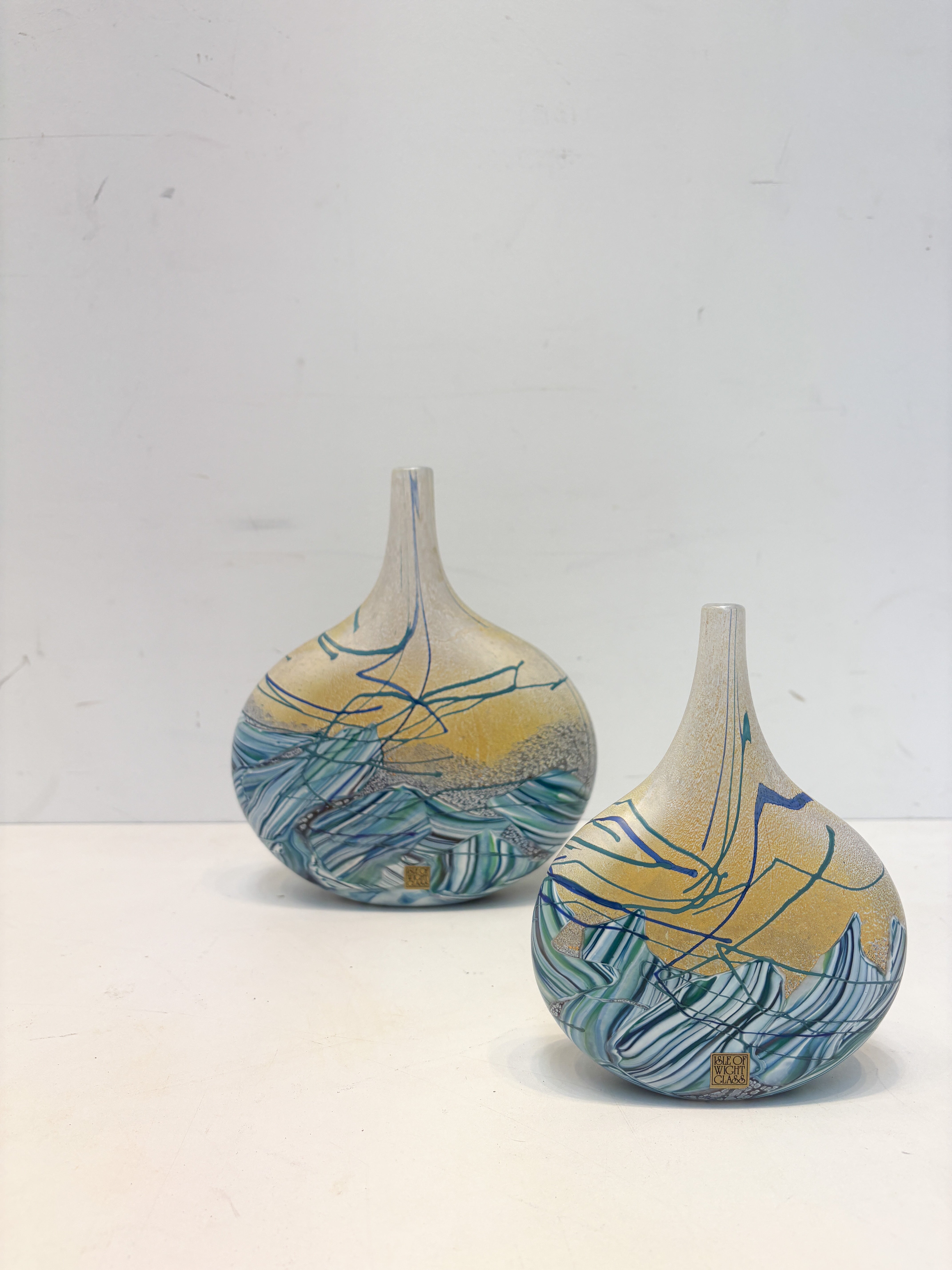 Pair of Isle of Wight blown glass vases by Michael Harris