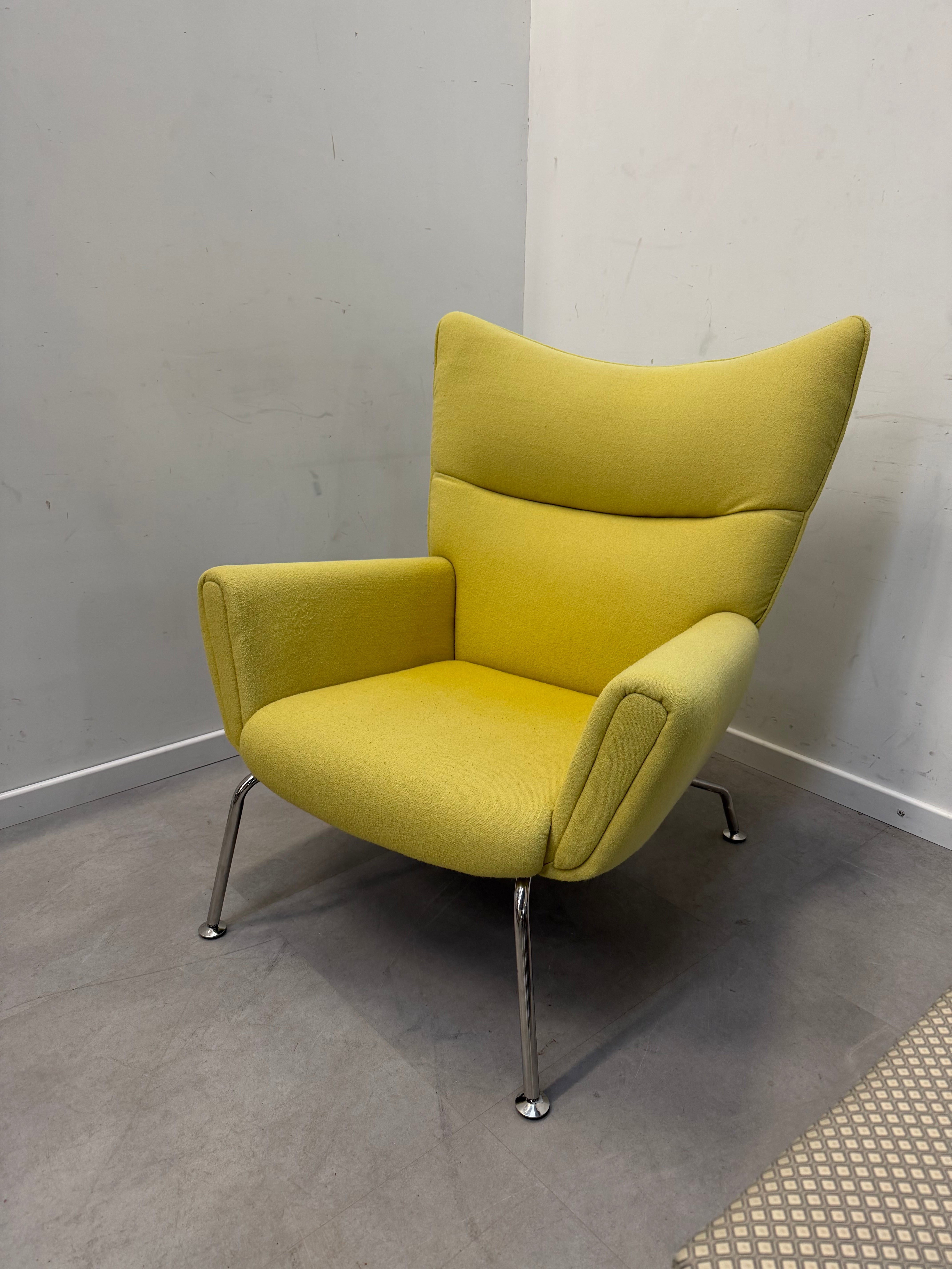 High-Back Lounge Chair in Fresh Yellow Fabric