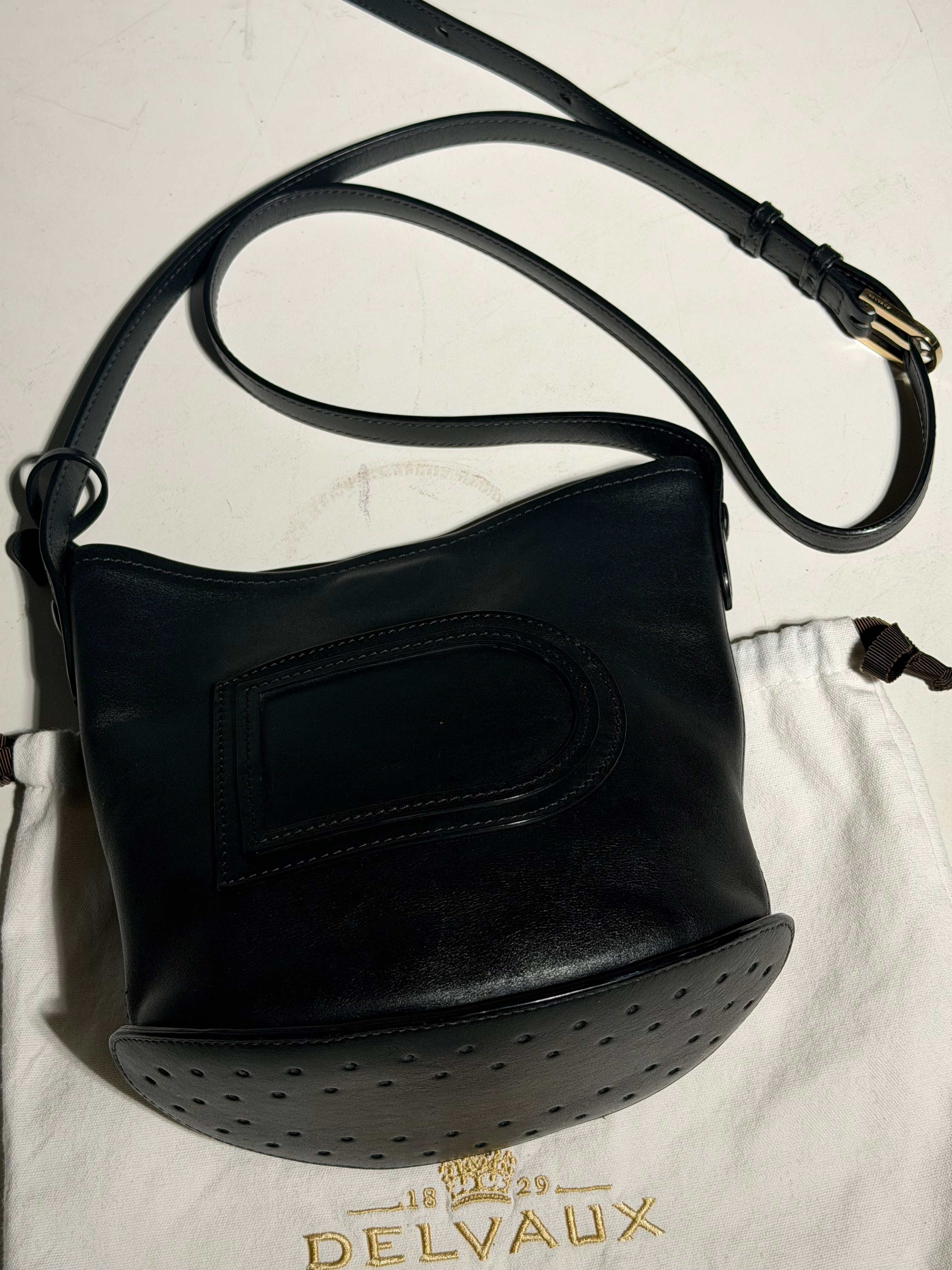 Delvaux Le Pin Mini Black Leather Bag with Dustbag and Mirror