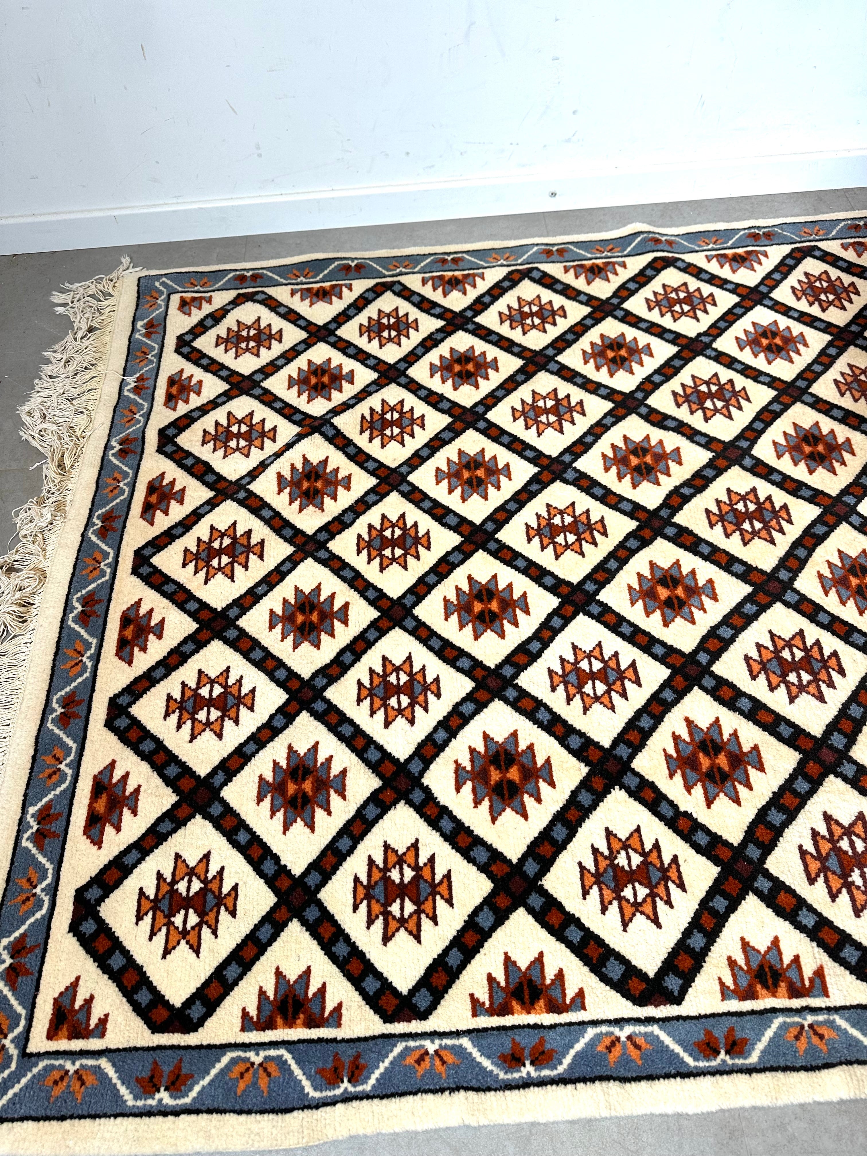 Vintage Tunisian Hand-Knotted Wool Rug